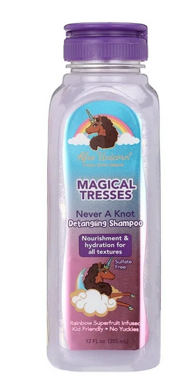 Afro Unicorn Magical Tresses Never a Knot Detangling Shampoo 12oz - Gentle Hair Care for Curly & Coily Textures - Perfect for Daily Wash & Detangling Routine