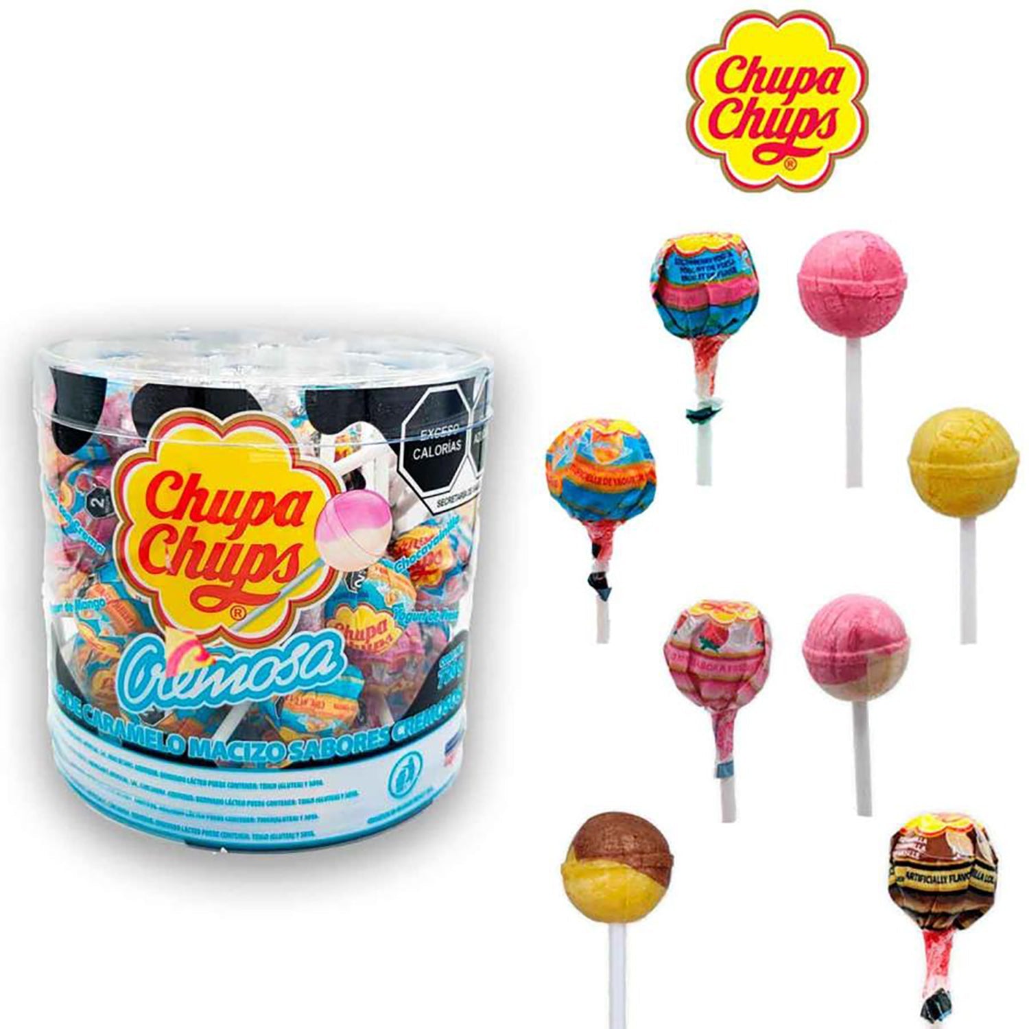 Chupa Chups Cremosa Lollipops - 60 Count Tub | Assorted Flavors | Bulk Candy for Parties, Halloween, and Office Treats