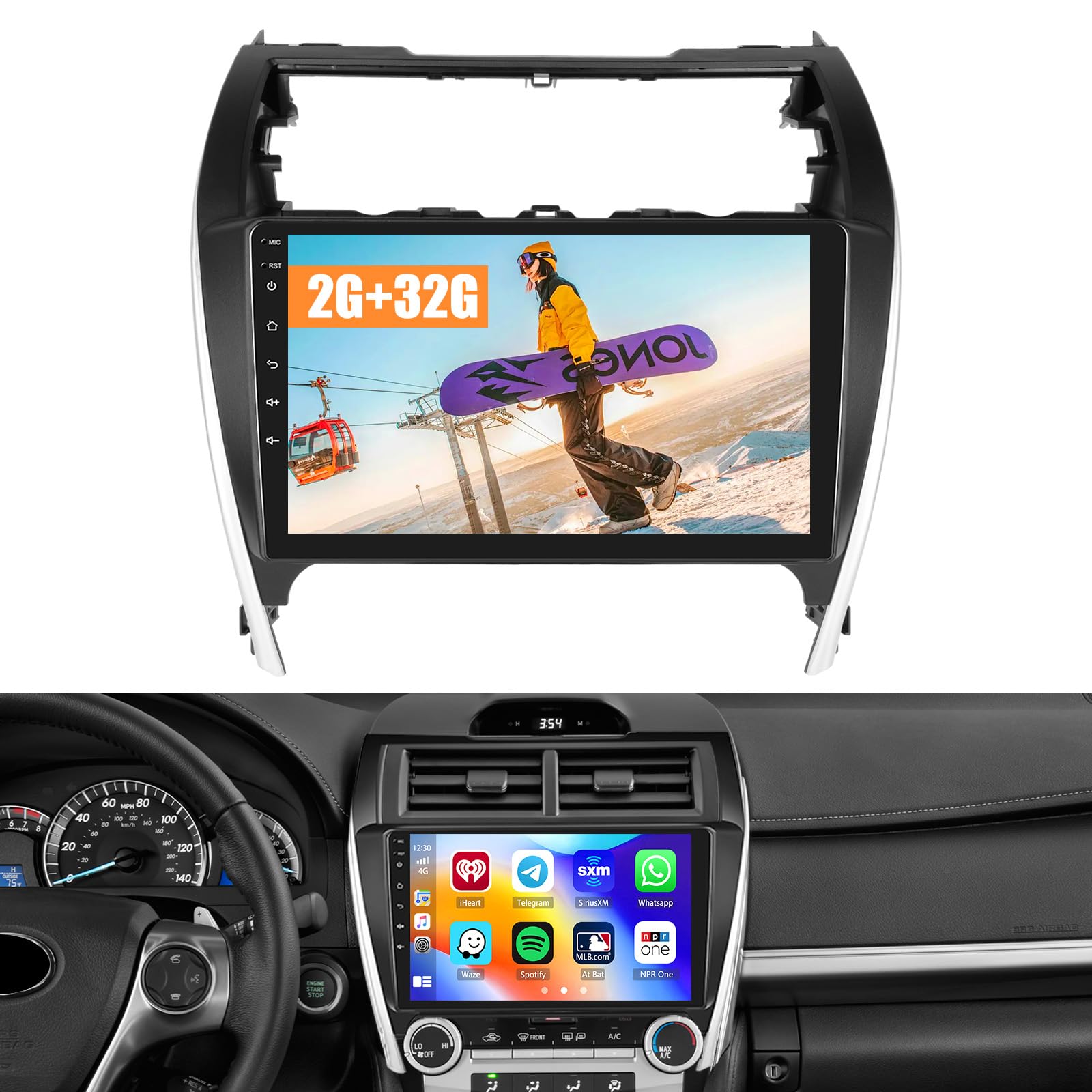 10.1 Inch Android 13 Car Stereo for Toyota Camry 2012-2014 | 2+32GB with Wireless CarPlay & Android Auto | Hikity Touchscreen GPS Navigation Bluetooth FM RDS | Backup Camera Included | Perfect for Commuting & Road Trips