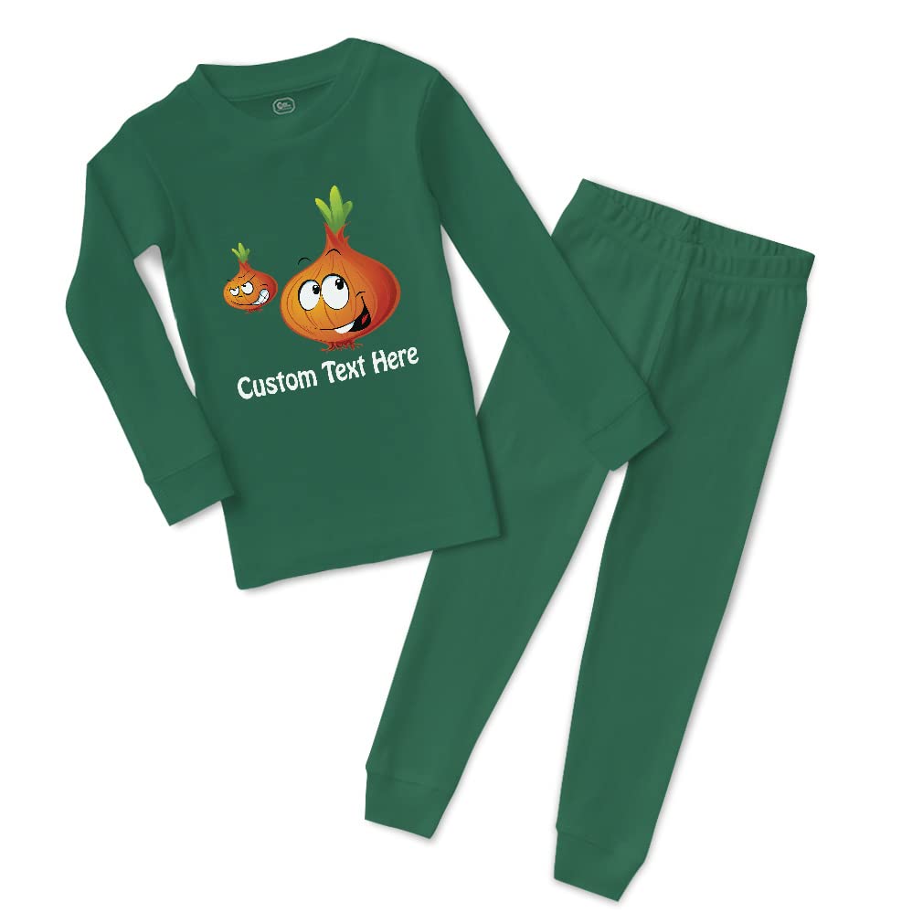 Custom Cotton Toddler Pajama Set - Soft Boys & Girls Sleepwear with Cute Onion Vegetable Print - Snug Fit for Babies & Kids - Perfect for Bedtime, Lounging & Family Photos
