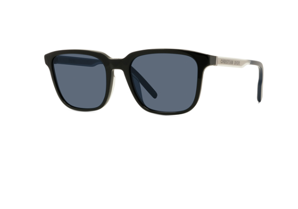 DIOR TAG SU 10B0 Black & Blue Square Sunglasses for Men - Stylish UV Protection Shades for Driving, Beach & Outdoor Activities