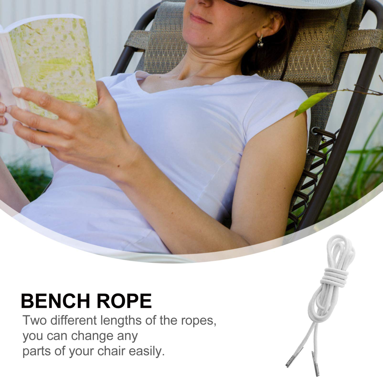 4-Pack White Chaise Lounge Replacement Bungee Cords – Latex Core Rope Laces for Reclining Patio Chairs, Beach Chairs & Salon Chairs – Durable Outdoor Furniture Repair Accessories for Poolside, Backyard & Spa Relaxation