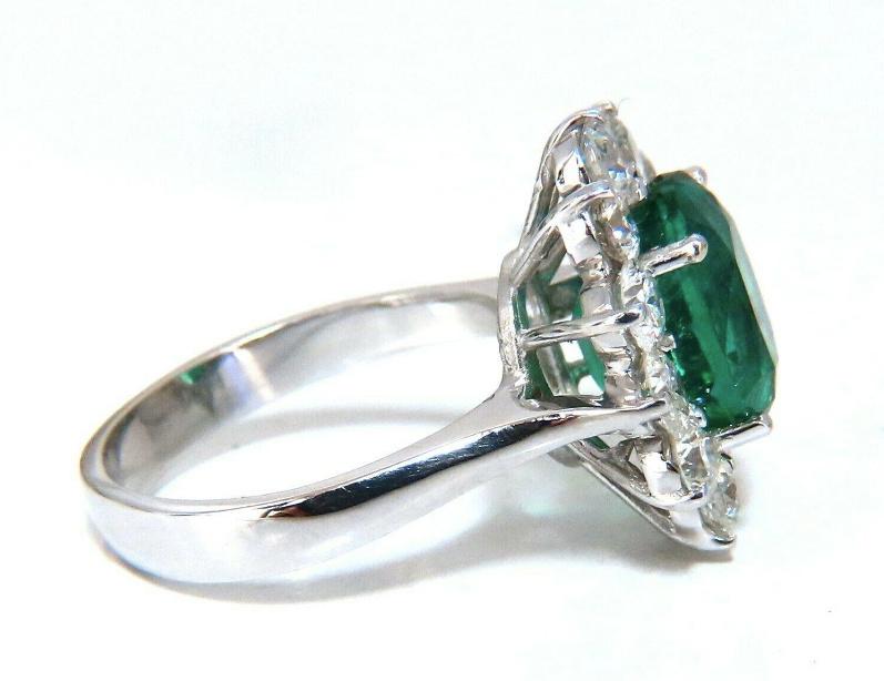 GIA Certified 4.40ct Natural Green Emerald Diamond Ring 18K Gold Halo Engagement Ring for Women - Perfect for Weddings, Anniversaries & Special Occasions