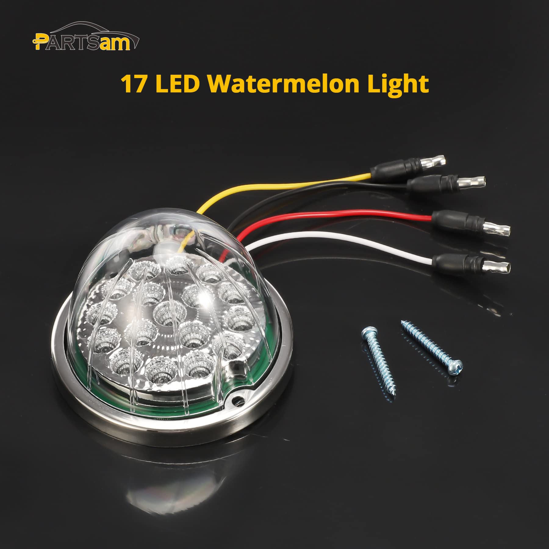 Partsam 1Pc Dual Revolution Watermelon Light - 17LED Amber Turn Signal & Blue Auxiliary Underglow Lights for Freightliner, Kenworth, Peterbilt Trucks | Durable Marker Lights for Enhanced Visibility & Safety in Night Driving & Off-Road Conditions