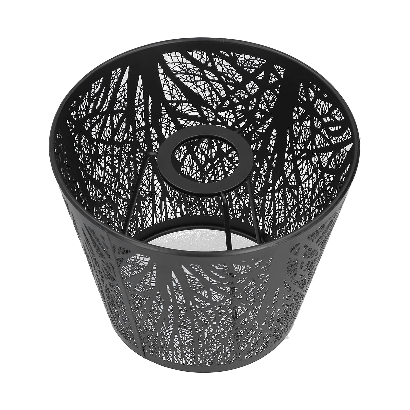 Black Wrought Iron Tree Carved Lamp Shade for E27 Bulb - 7.5x5.9x5.1 Inch Small Chandelier Shade for Candle, Wall & Table Lamps - Perfect for Living Room, Bedroom & Dining Room Decor