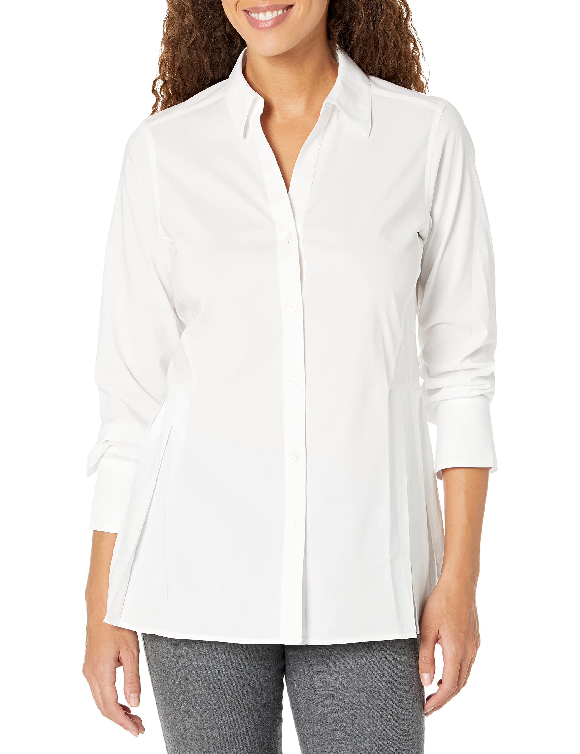 Foxcroft Women's Pippa Long Sleeve Stretch Solid A-line Blouse - Comfortable Work Shirt for Office & Business Casual Wear | Perfect for Professional Women & Formal Occasions