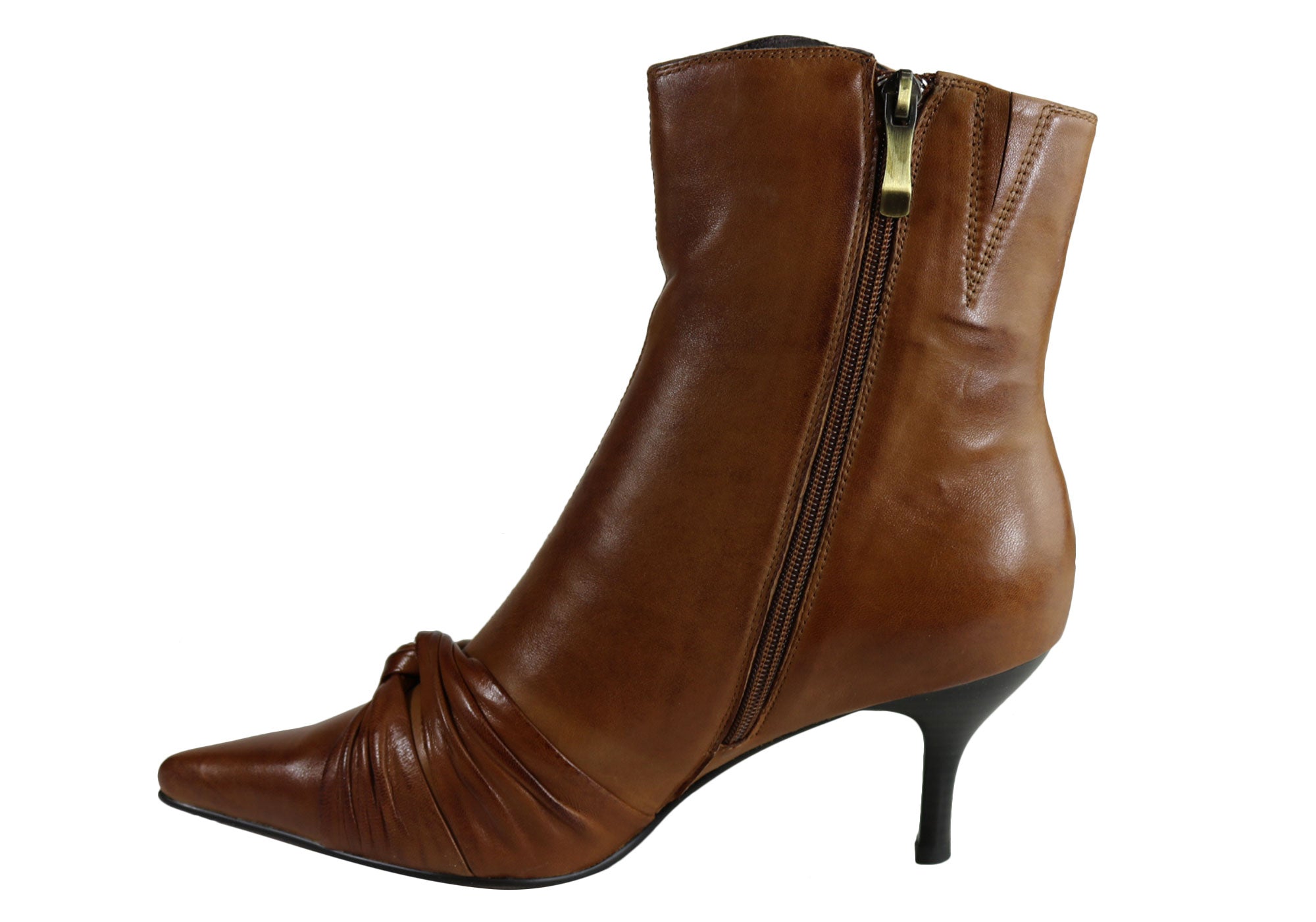 Orizonte Women's Mid Heel Leather Pointed Toe Ankle Boots - Stylish & Comfortable for Work, Party & Fall Fashion