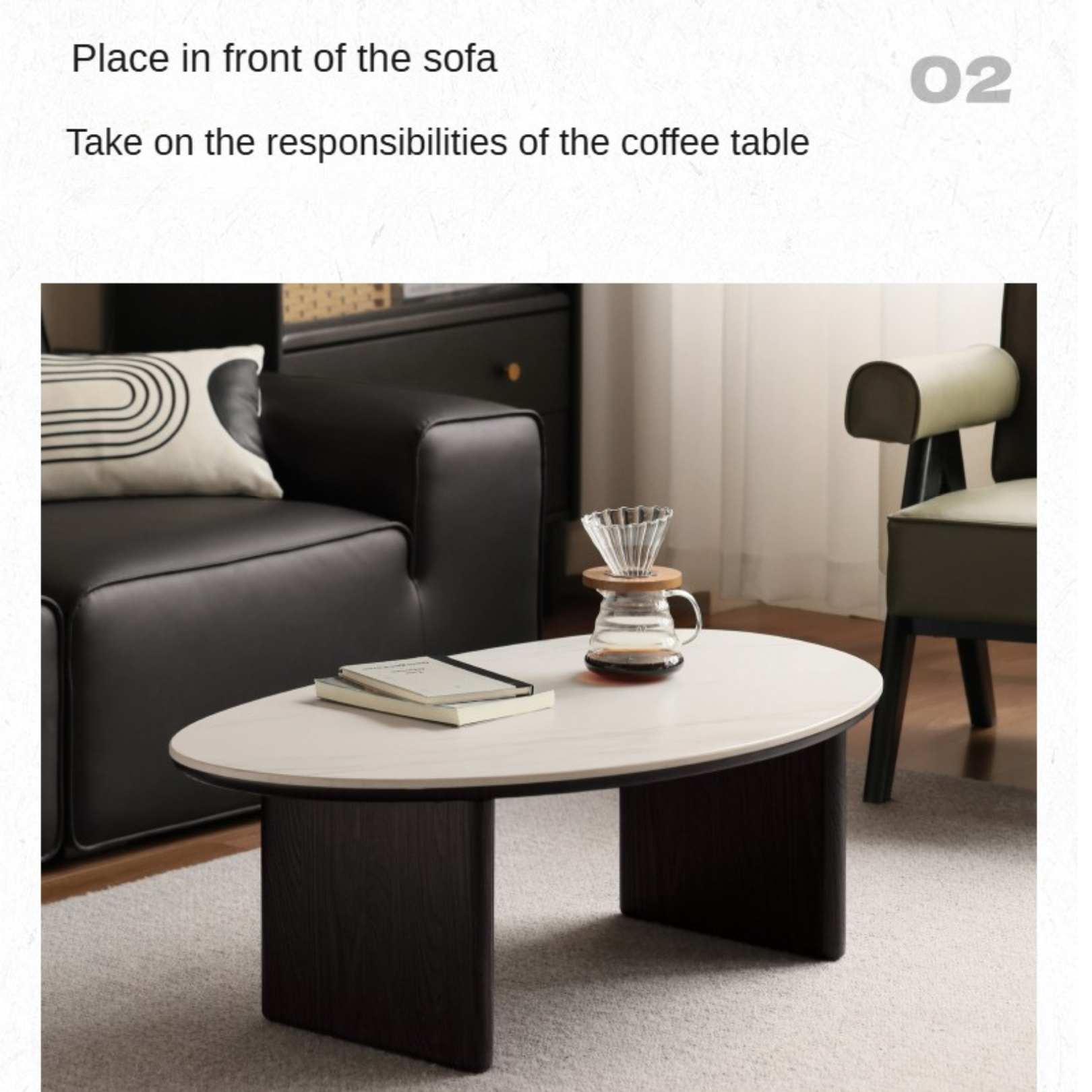 Solid Oak Wood Rock Slab Coffee Table - Rustic Modern Living Room Furniture for Home Decor & Entertainment Spaces