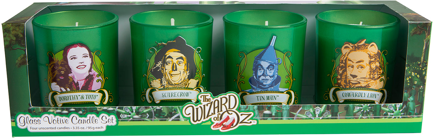 The Wizard of Oz Glass Votive Candle Holder Set - 4 Pack of Dorothy Inspired Collectible Tea Light Candlesticks for Home Decor, Gifts, and Movie Theme Parties