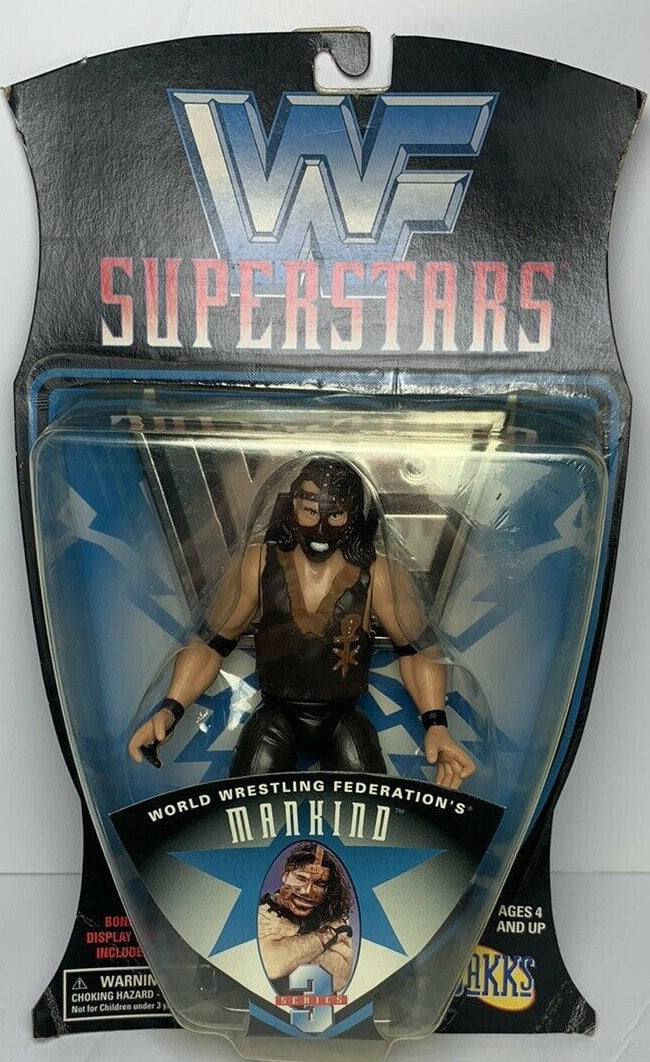 1997 WWF Jakks Pacific Superstars Series 3 Mankind Action Figure - Vintage Wrestling Collectible for Display & Nostalgic Fans