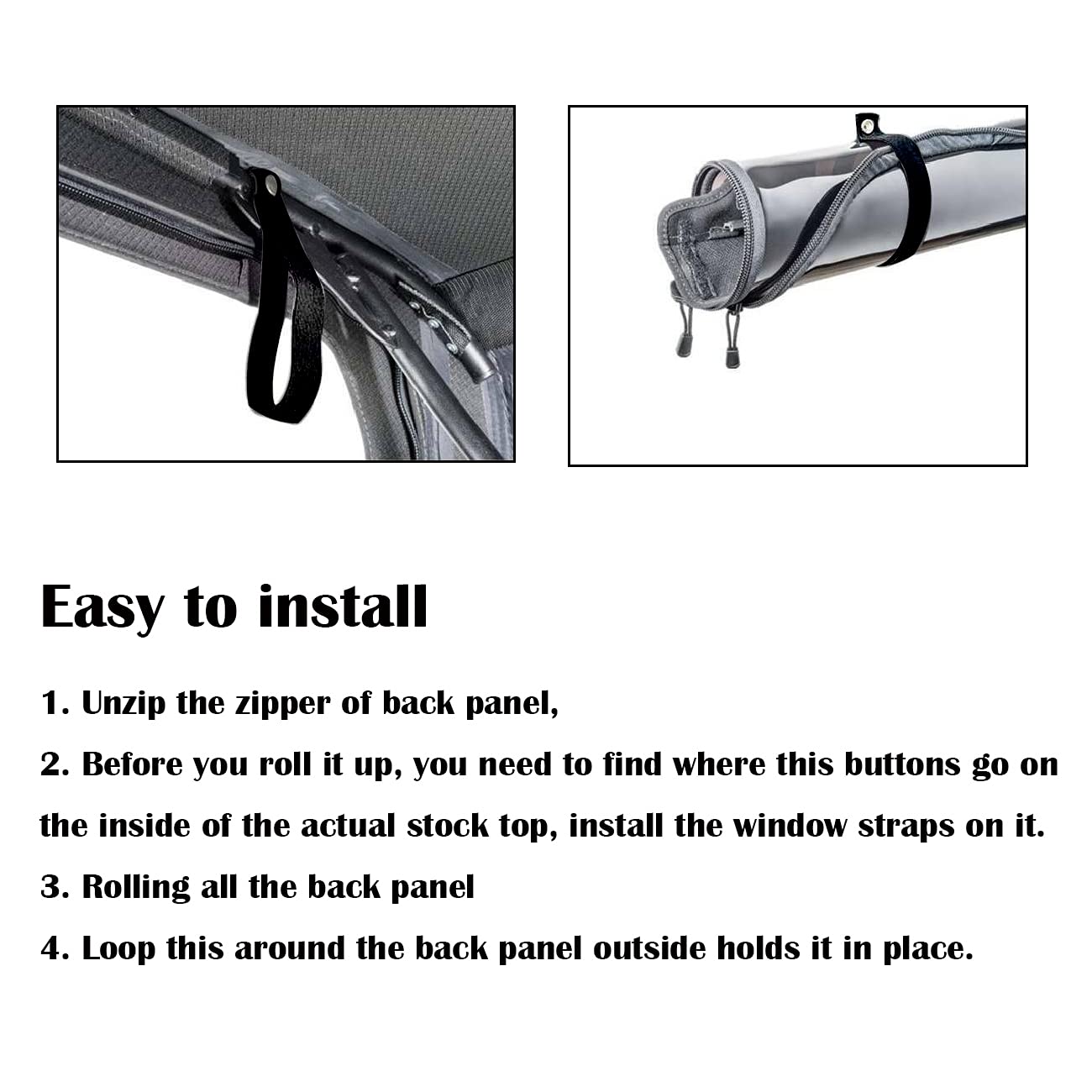 Jeep Wrangler JK JKU Rear Window Straps - Soft Top Roll Up & Tie Down Straps for Back Window | Secure Your Jeep Soft Top for Off-Roading & Outdoor Adventures