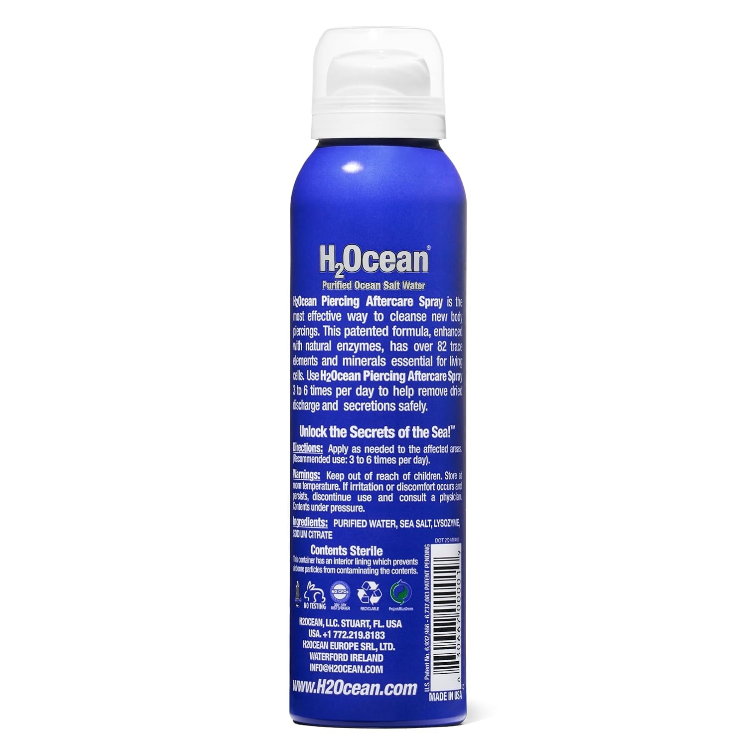 H2Ocean Piercing Aftercare Spray - Saline Wound Wash for Ear, Nose, Lip, Belly & Nipple Piercings - Sea Salt Cleaning Solution with Bump Treatment - 2 Pack - Perfect for New Piercing Care & Tattoo Aftercare