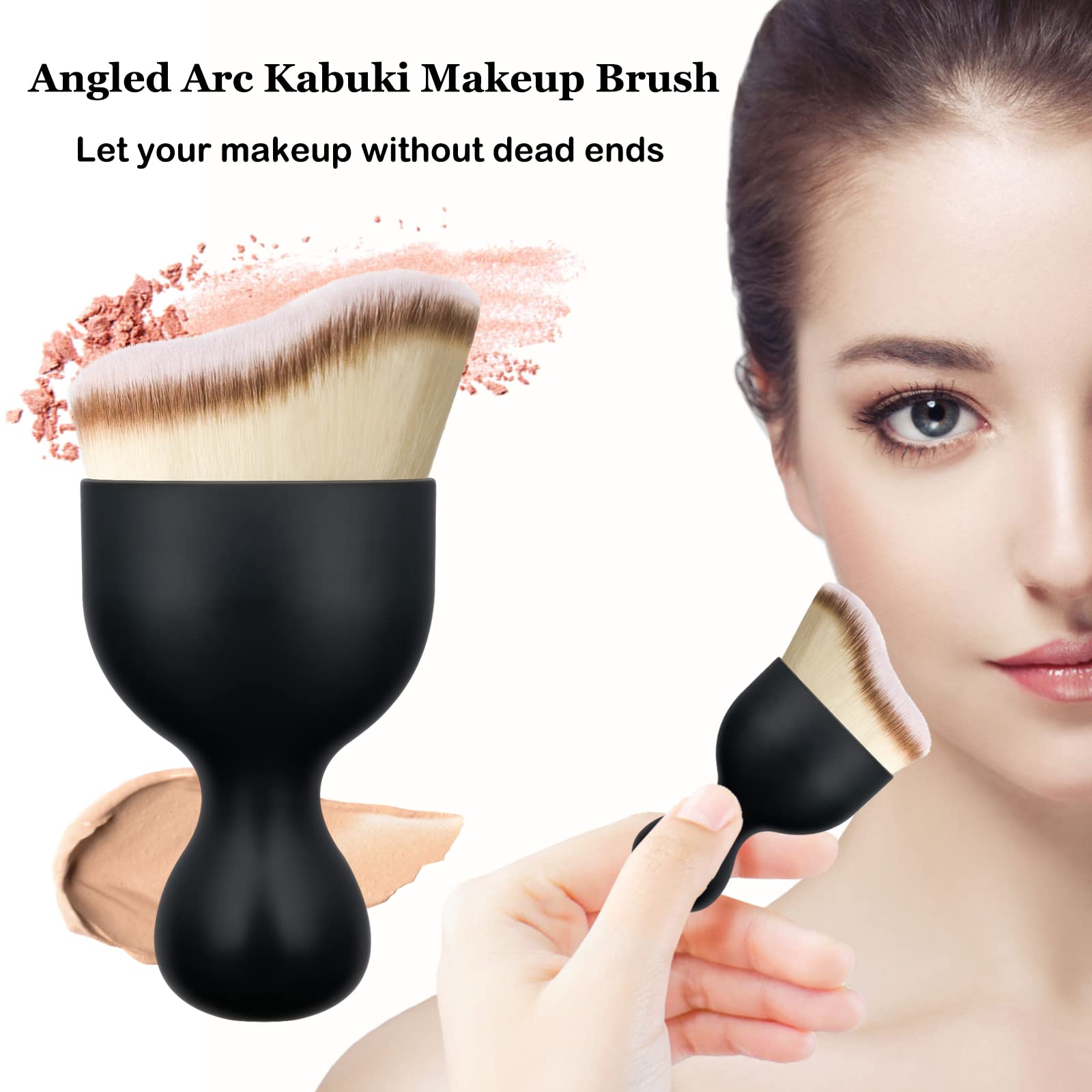 Falliny Foundation Makeup Brush - Flat Kabuki Travel Brush for Liquid, Cream & Powder Cosmetics | Flawless Blending for Face & Body | Perfect for Travel, On-the-Go Makeup & Professional Use