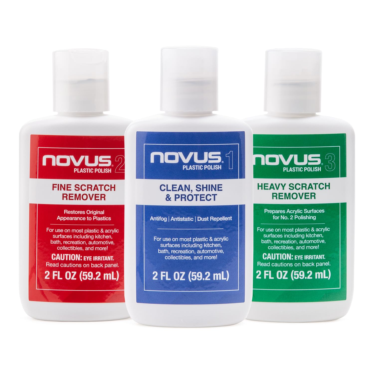 NOVUS Plastic Polish Kit for Golf Cart Maintenance - Includes #3, #2, #1 Polish (2oz Each), Buffing Pads, Drill Attachment, 3