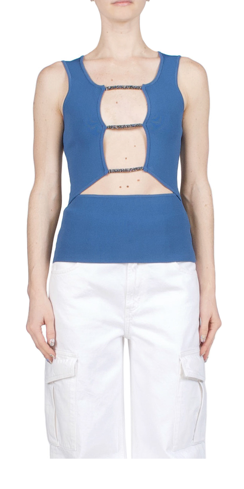 Crystal Lattice Tank Top - Women's Fashion Lace Mesh Cropped Shirt for Summer, Beach, Party & Date Night Outfits