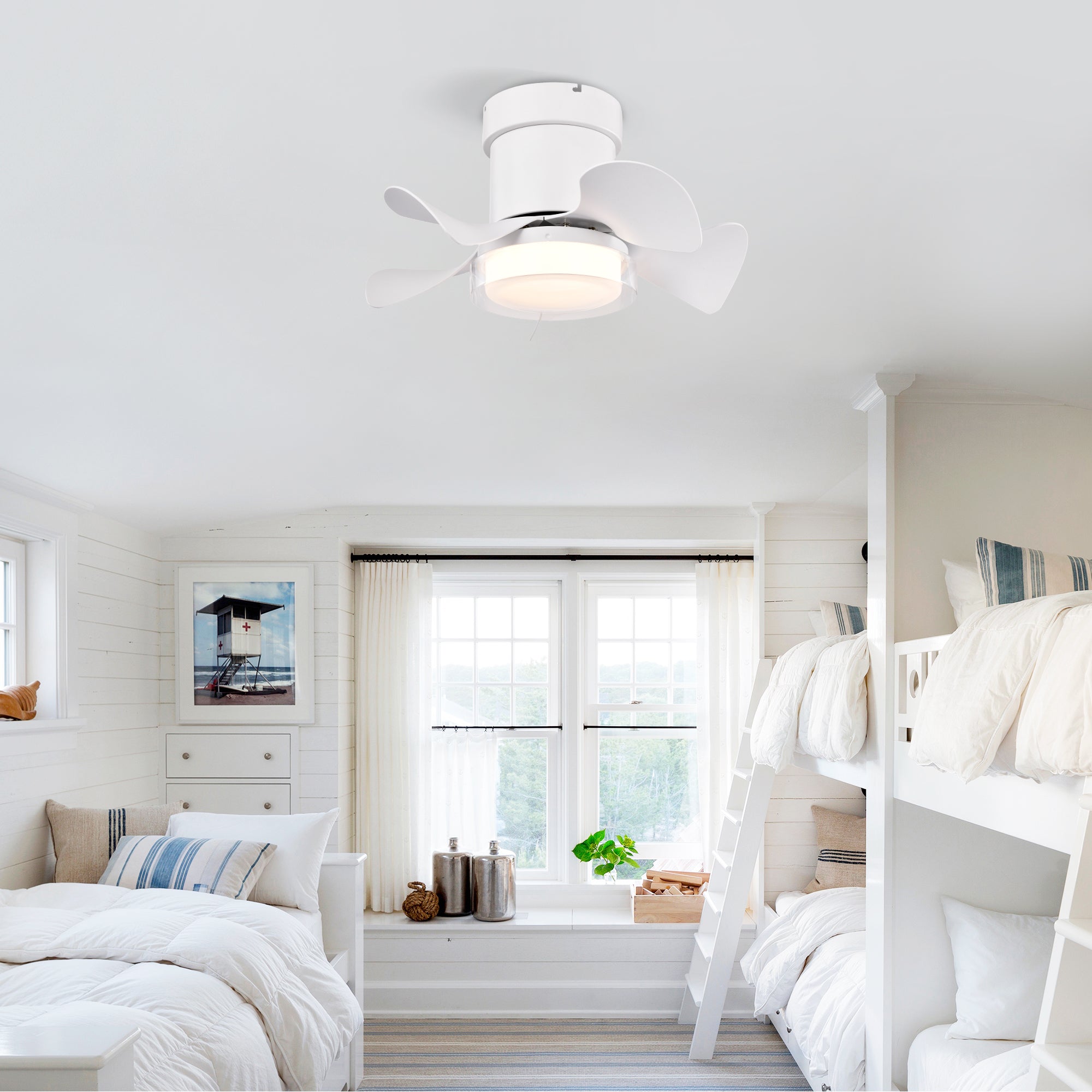 21 Inch DC Motor Ceiling Fan with Remote Control - 3 Color Temperature LED Light, Ultra Quiet & Energy Efficient - Perfect for Kitchen, Bedroom, Dining Room, Bathroom & Patio (Matte White) - Ideal for Small Spaces & Home Cooling