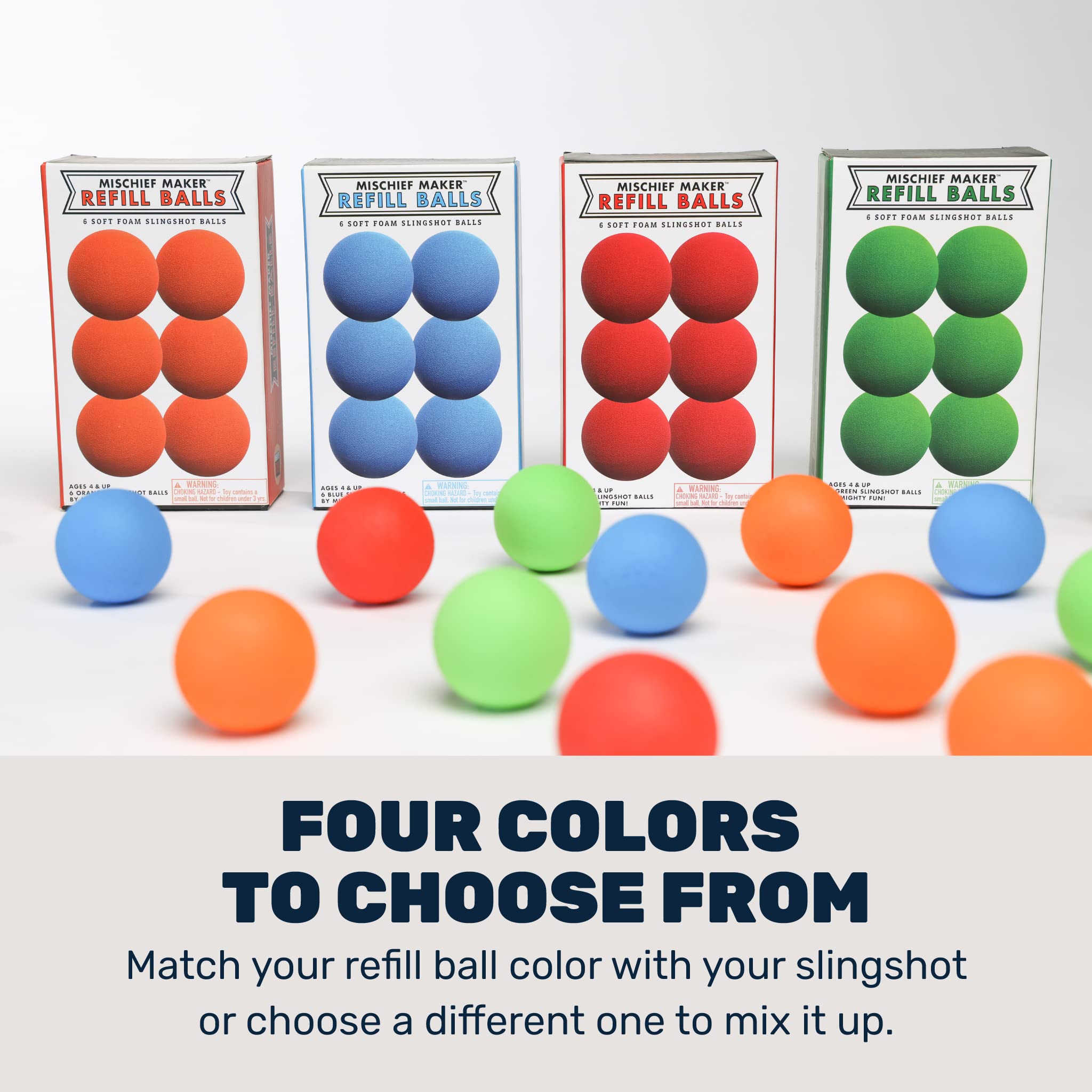 Mischief Maker® Toy Slingshot Foam Balls Refill Pack - 100 Soft EVA Foam Balls for Kids Sling Shot Games - Safe Indoor & Outdoor Play - Bright Blue Replacement Ammo for Fun Family Activities