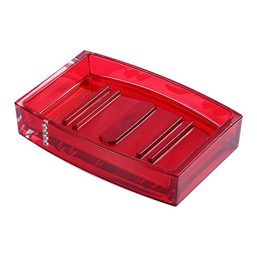 5-Piece Luxury Acrylic Bathroom Accessories Set - Toothbrush Holder, Soap Dish, Cup, Bottle & Lotion Pump Dispenser - Modern Vanity Organizer for Home Decor (Red) - Perfect for Spa-Like Bathroom Experience & Stylish Organization
