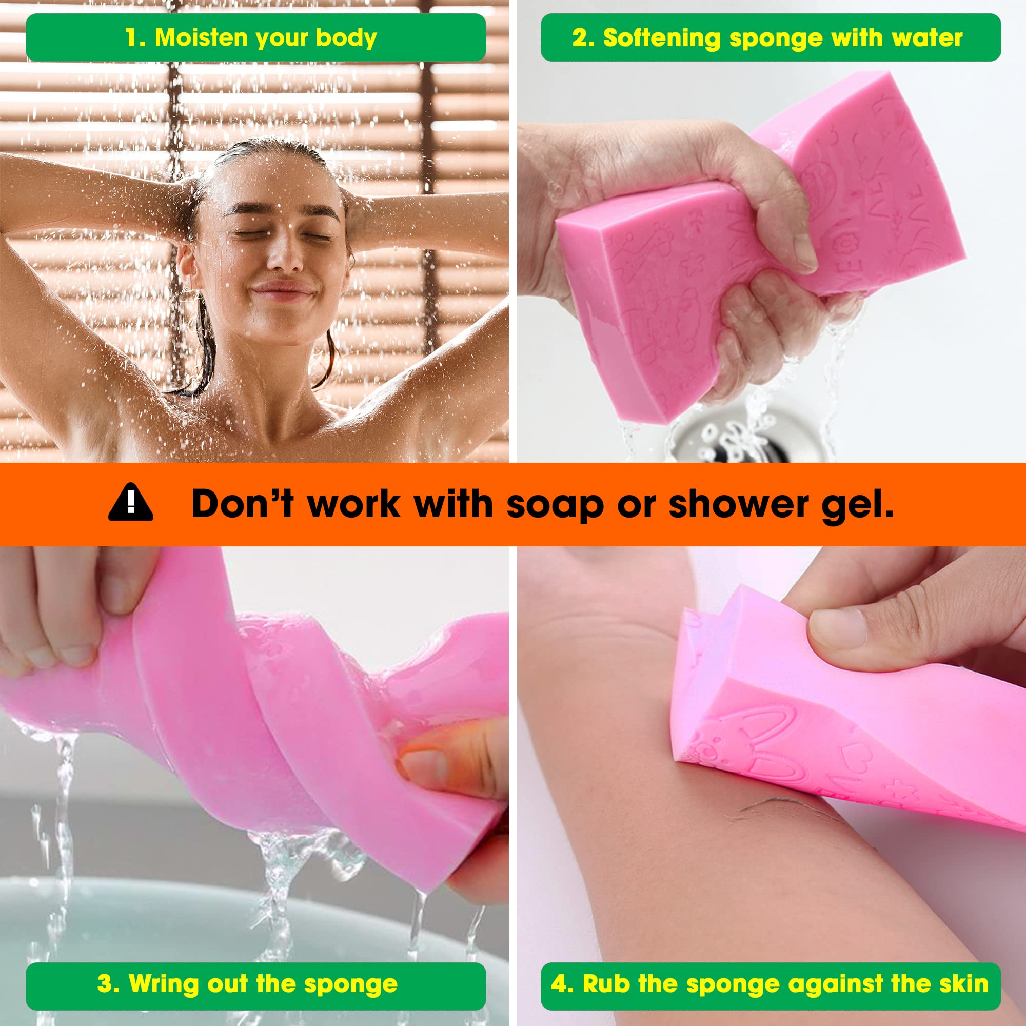 Nado Care Exfoliating Bath Sponge for Adults & Babies - 2 Pack Body Scrubber with Gentle Exfoliation for Smooth Skin - Perfect for Shower, Spa & Pregnancy Care - Random Colors