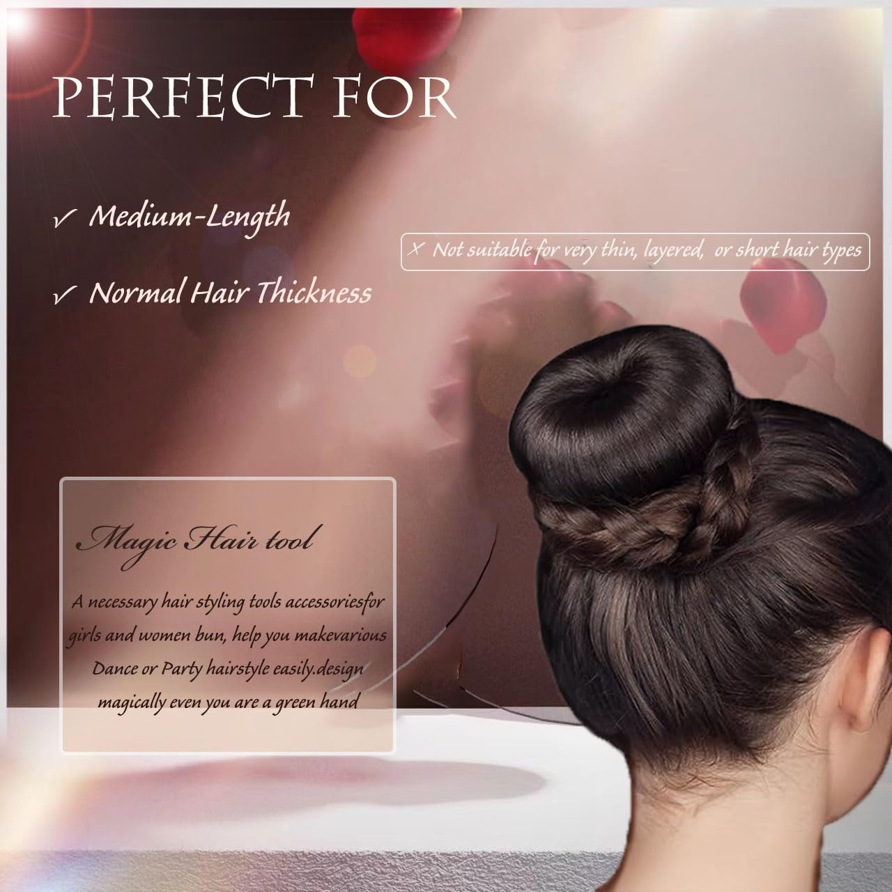 3-Piece Hair Bun Maker Set - DIY Donut Bun Maker for French Twist & Ballet Buns - Easy Snap Hair Wrap Tool for Women & Kids (Silver) | Perfect for Dance Recitals, Weddings & Everyday Styling