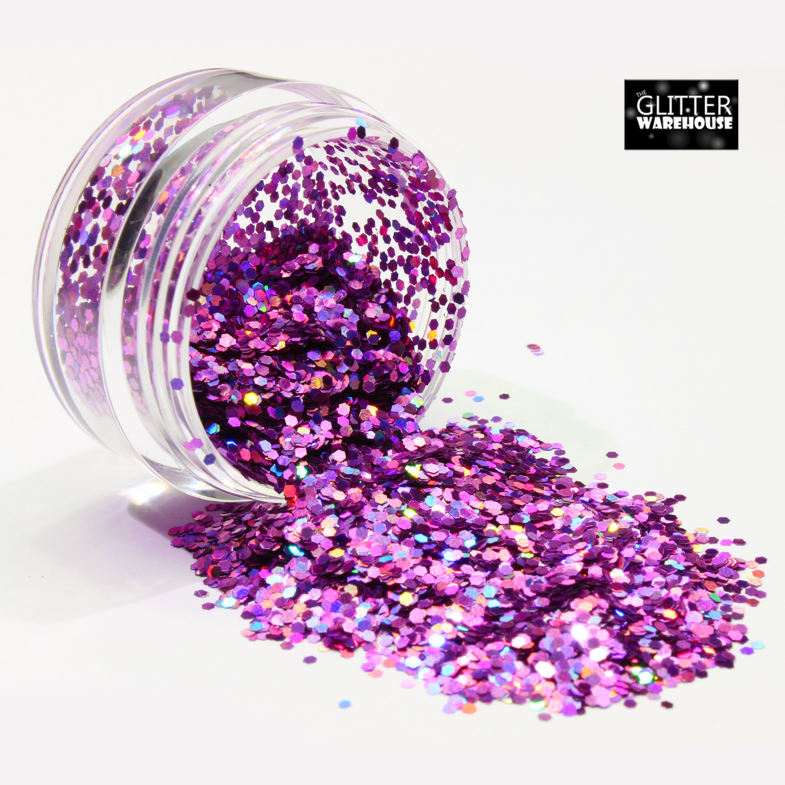 1mm Chunky Rose Pink Holographic Glitter Powder - Cosmetic Grade Loose Glitter for Face, Body, Hair, Nails, Eyes & Lips - 50g Resealable Bag - Perfect for Festival Makeup, Rave, Cosplay, Nail Art & DIY Crafts