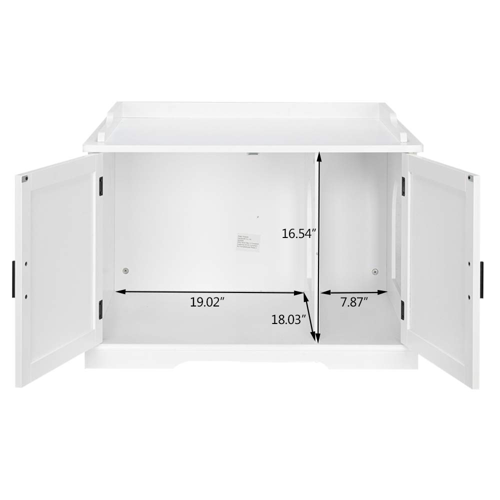 VINGLI White Cat Litter Box Enclosure - Modern Cat Washroom Storage Bench with Privacy Cover, Multi-Functional Nightstand Side Table & Kitty House Furniture for Small Spaces | Perfect for Apartments, Living Rooms & Bedrooms