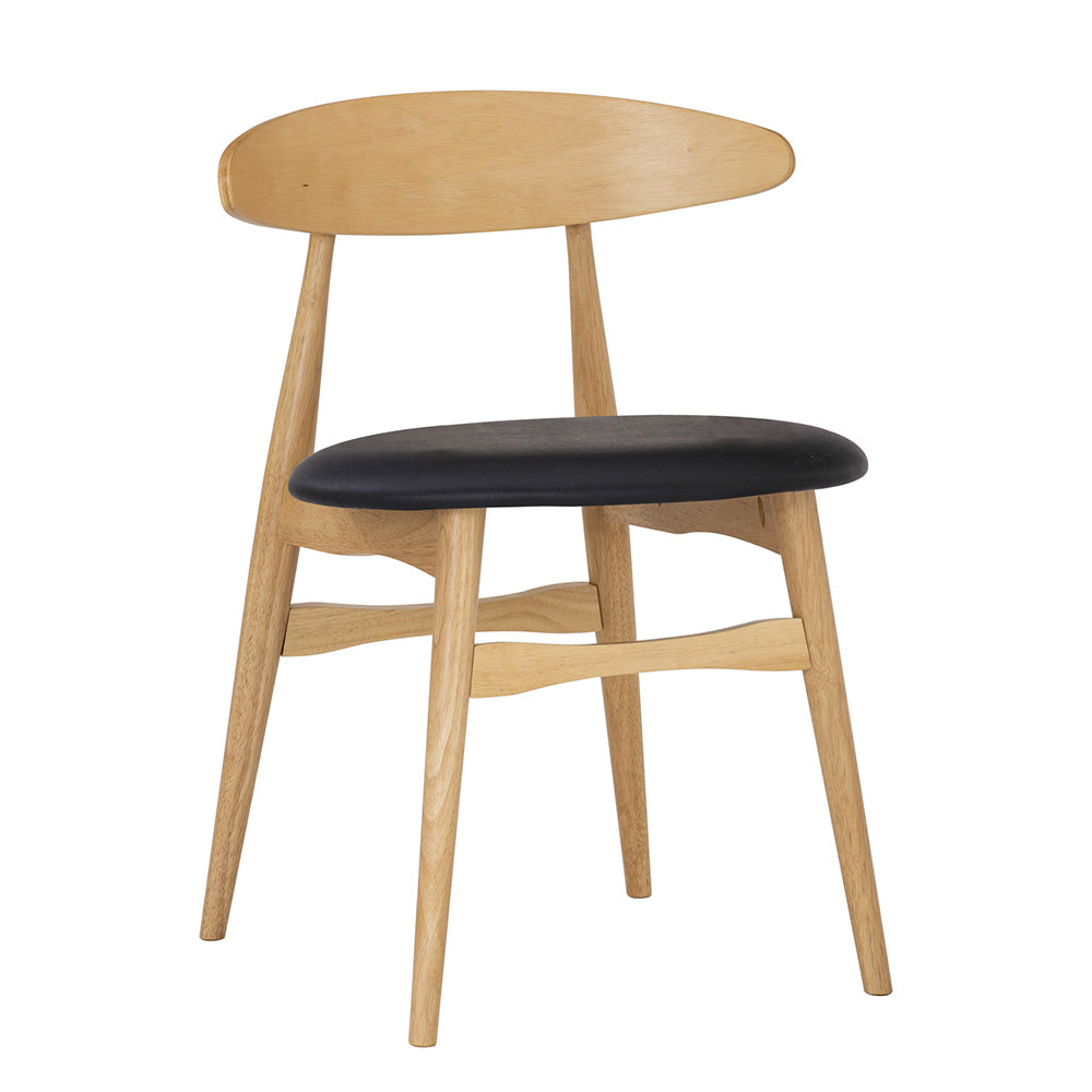Stylish Oak and Black TELYN Dining Chair - Modern Wooden Kitchen Chair for Home, Restaurant & Office Use