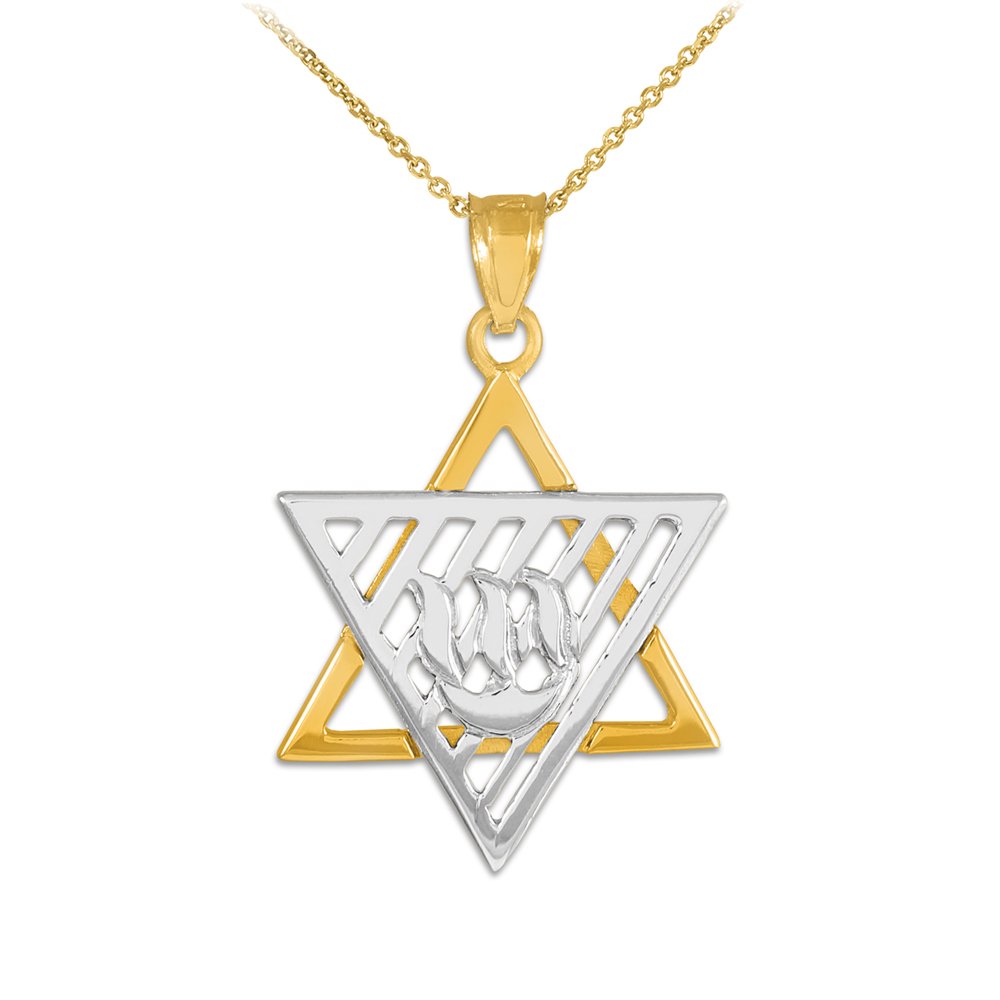 10K Two-Tone Gold Star of David Pendant Necklace - Elegant Jewish Jewelry for Men & Women - Perfect for Hanukkah, Bar Mitzvah & Everyday Wear