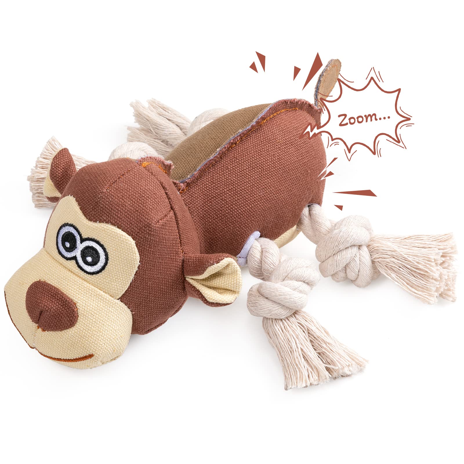 Durable Squeaky Dog Toys for Large & Small Dogs - Interactive Plush Chew Toy for Puppy Training & Anxiety Relief | Fun Playtime & Boredom Buster for Indoor/Outdoor Use (Canvas Monkey Design)