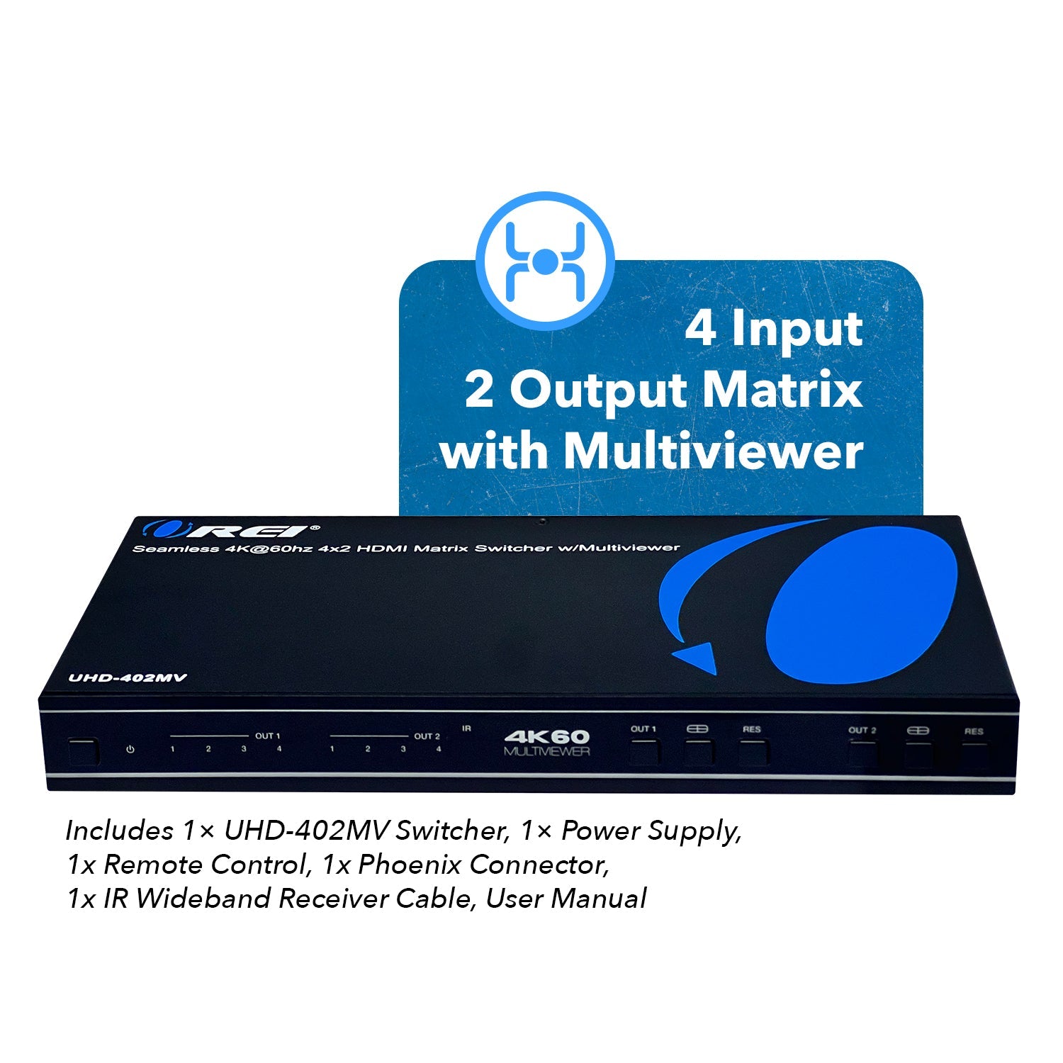 4K Quad Multi Viewer 4x2 Seamless Switch (UHD 402MV) - Professional Video Wall Controller for Multi-Screen Displays in Control Rooms, Studios & Digital Signage