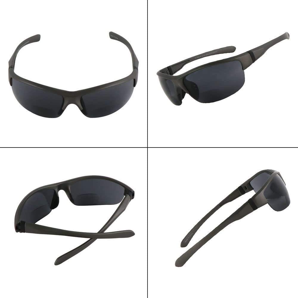 Bifocal Sunglasses for Men & Women - Polarized Wrap Around Sports Glasses for Reading & Outdoor Activities