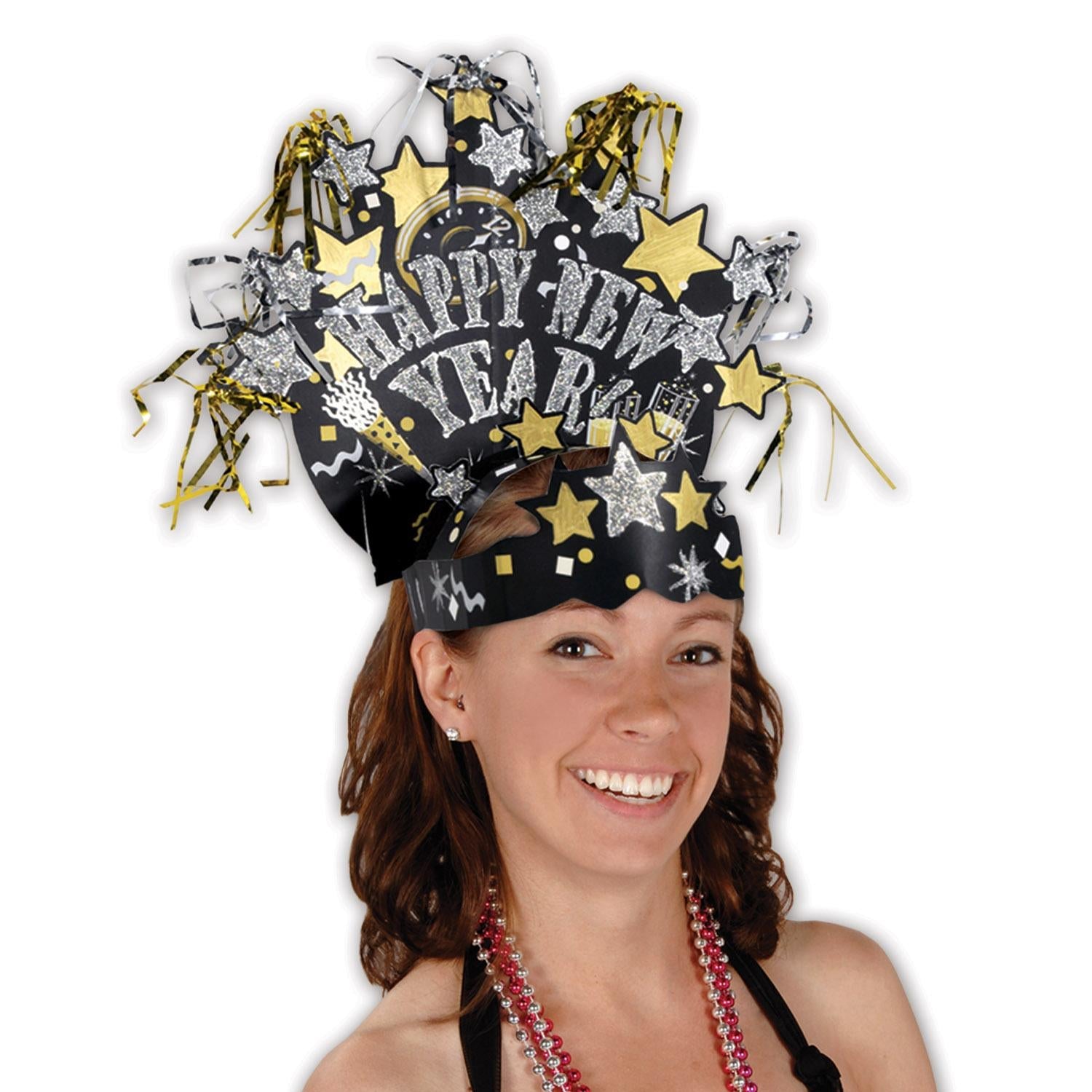 12 Pack Beistle Glittered New Year Headdress - Party Hats for New Year's Eve Celebration, Countdown Events & Festive Gatherings