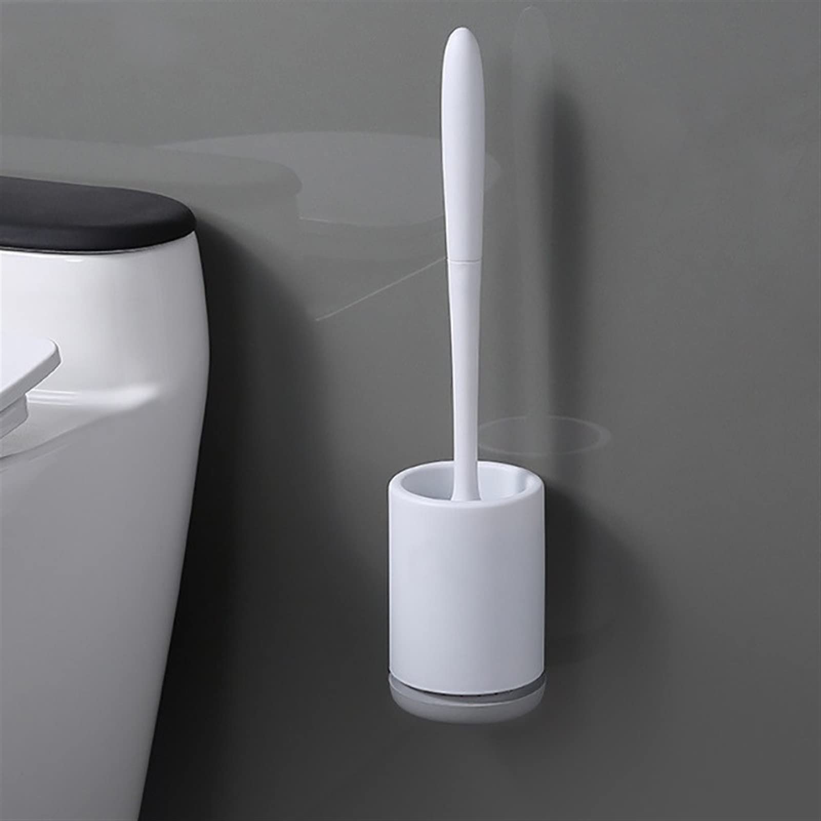 Durable Silicone TPR Toilet Brush and Holder Set - Quick Drain Cleaning Brush for Bathroom, WC & Household Use | Wall-Mounted Gray | Bathroom Accessories for Easy Cleaning & Hygiene Maintenance