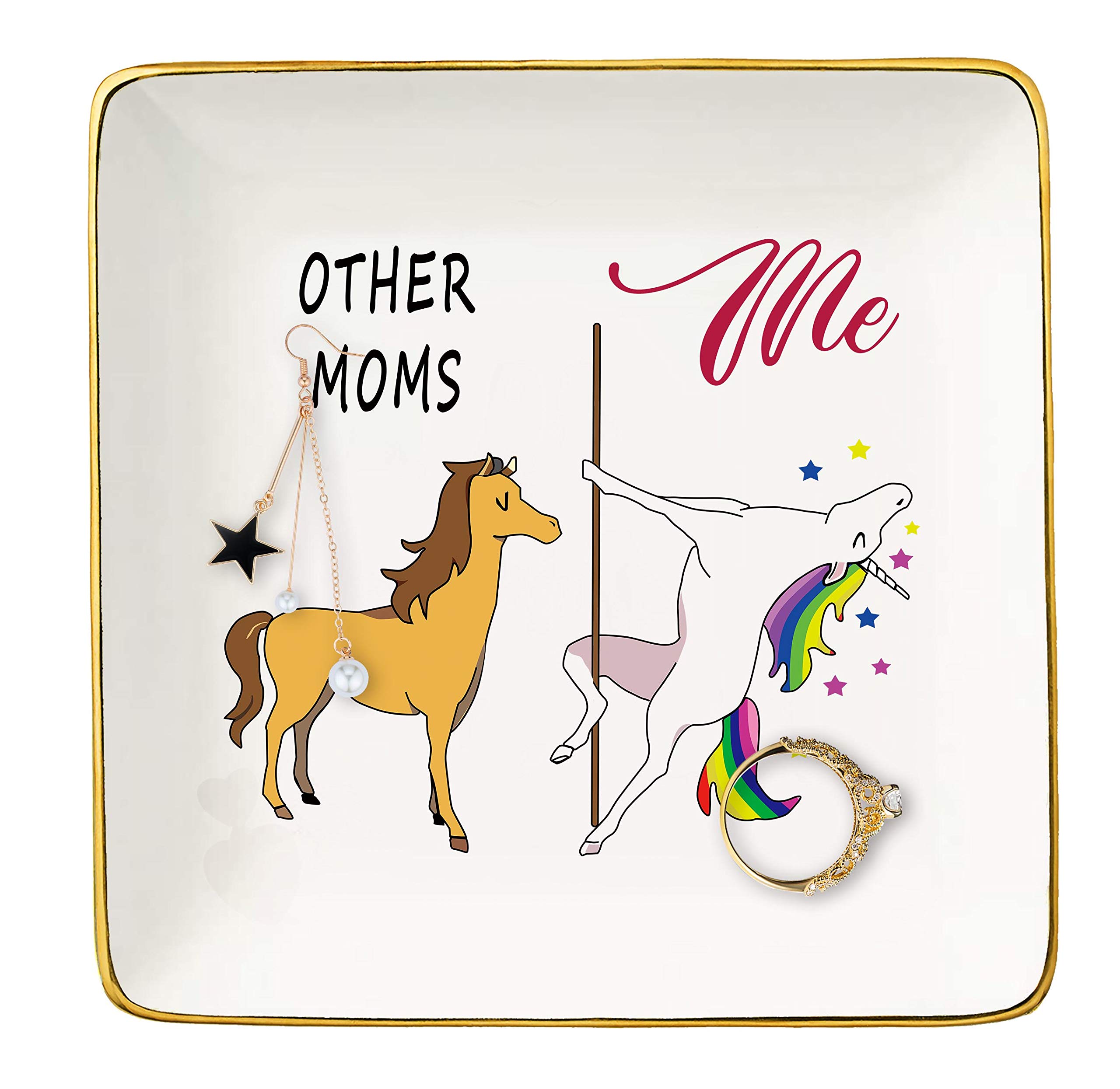 Ceramic Unicorn Ring Dish - Jewelry Holder for Mom, Stepmom & Mother-in-Law | Perfect Gift for Mother's Day, Birthday, Christmas & Valentine's Day | Elegant Jewelry Tray for Bathroom, Dresser & Vanity Organization