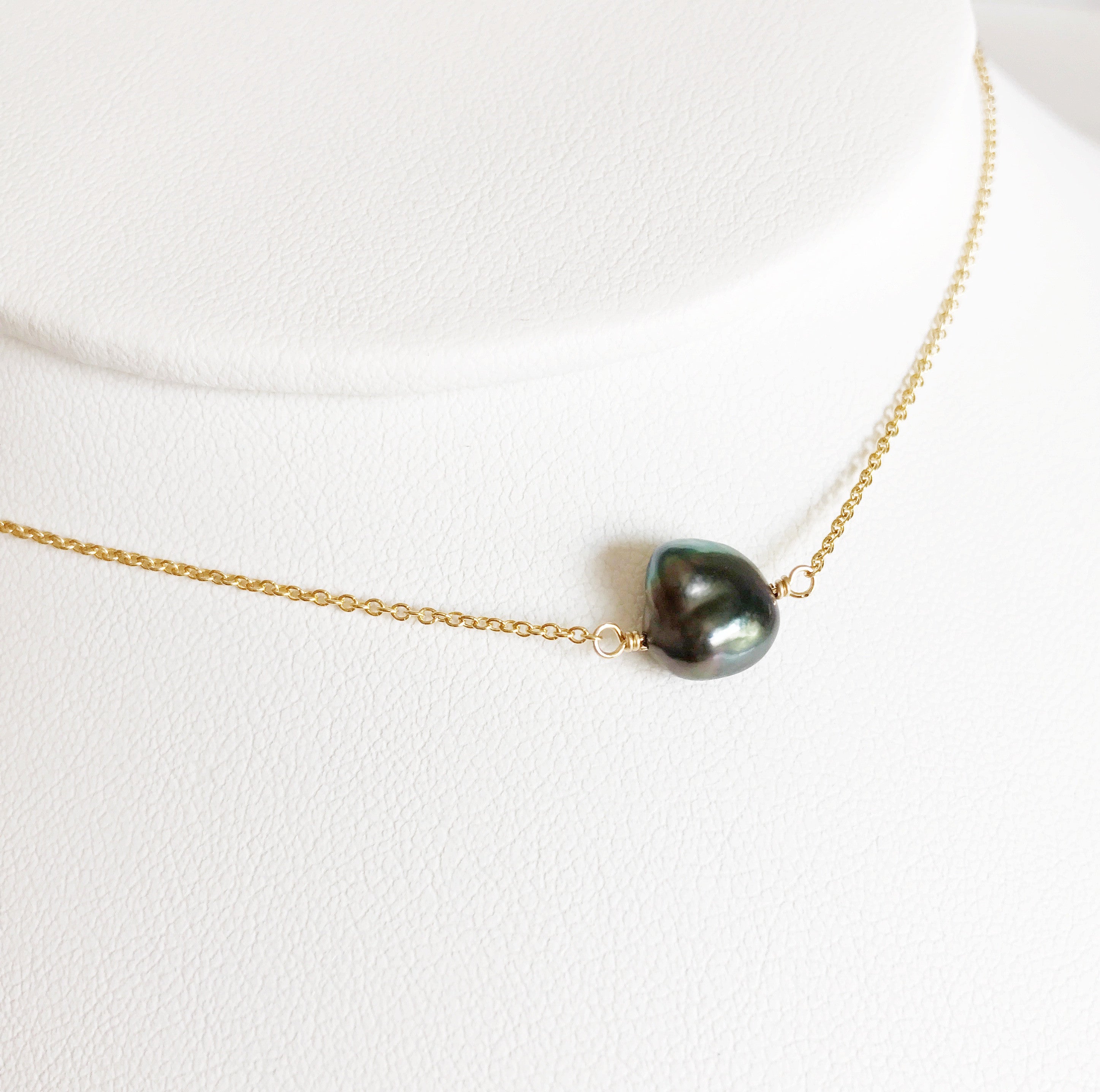 KEELY Tahitian Keshi Pearl Necklace (N255) - Elegant Handmade Jewelry for Women, Perfect for Weddings, Parties & Special Occasions