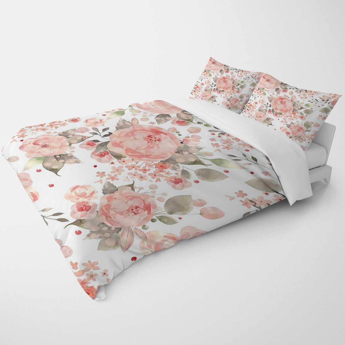 Full Printed Duvet Cover Set - Classic Floral Pattern for Kids, Teens & Adults - 80x90 Inches - Soft & Breathable Bedding for Cozy Bedrooms & Guest Rooms