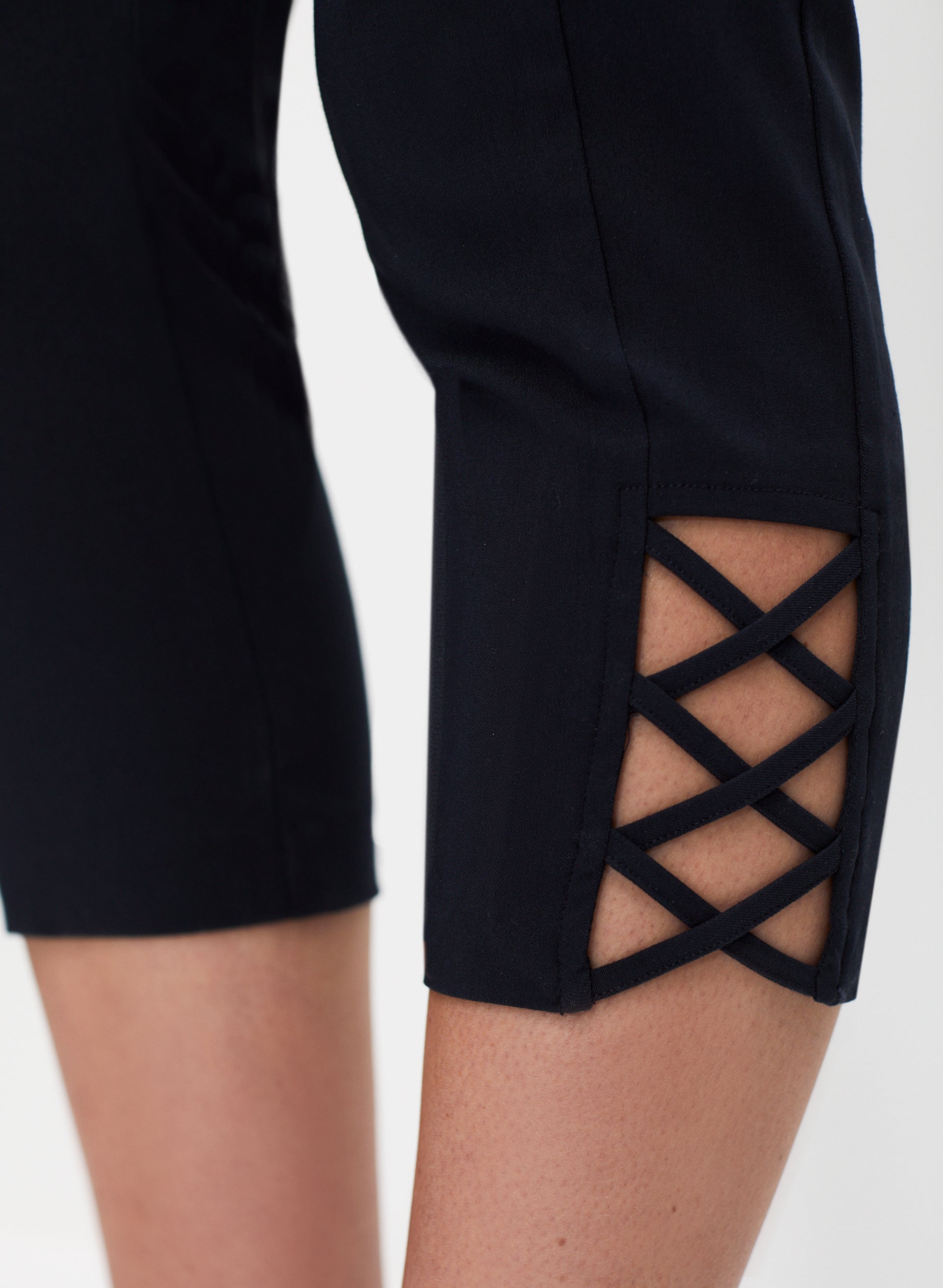 Women's Cross Detail Capris - Stretchy High Waist Yoga Pants for Workout & Lounge - Perfect for Yoga, Gym, Running and Casual Wear