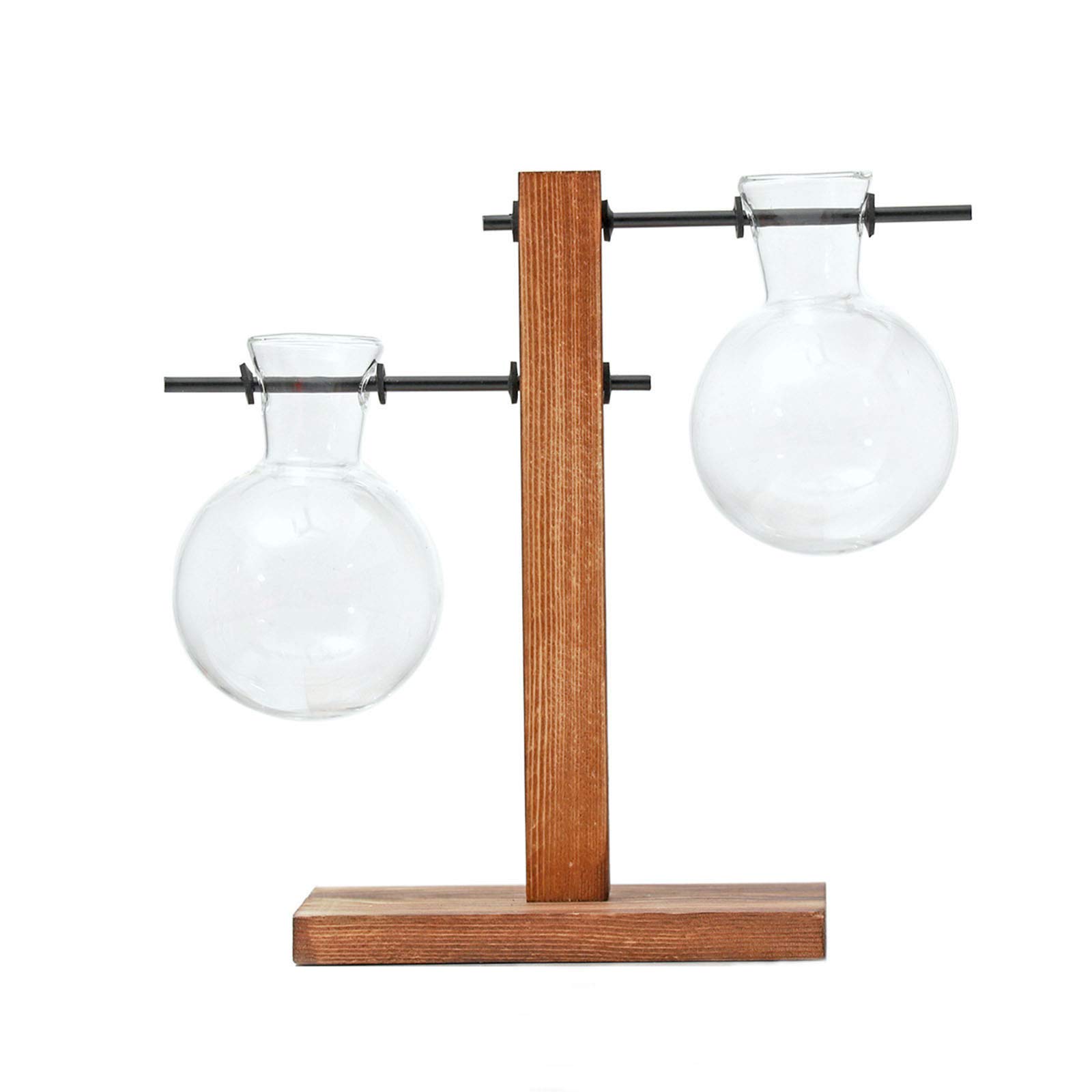 PAHAYU Glass Plant Terrarium with Wooden Stand - Desktop Air Planter Bulb Vase for Hydroponics, Indoor Plants, Home & Office Decoration - Perfect for Succulents, Air Plants, and Small Flowers