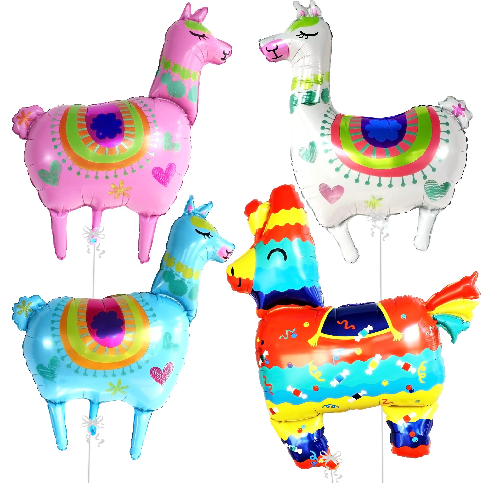 KatchOn 4-Pack Giant 39 Inch Llama Balloons for Birthday Party Decorations | Alpaca Foil Balloons for Fiesta Party Supplies | Perfect for Baby Showers, Gender Reveals & Graduation Celebrations