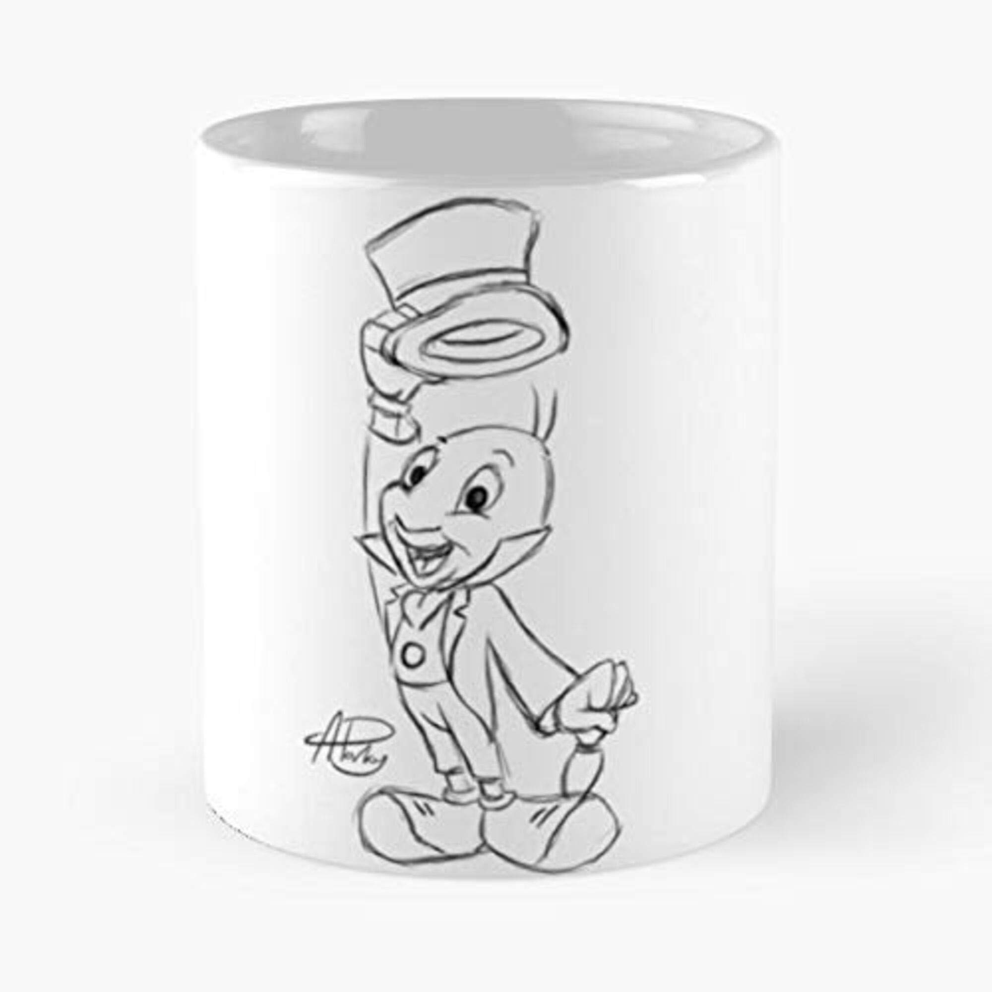 Funny Jiminy Cricket Sketch Coffee Mug - 11oz Classic White Ceramic Cup for Halloween, Christmas & Holiday Parties - Perfect for Gifts, Office Use & Home Decor by Davidfin UVIVIA