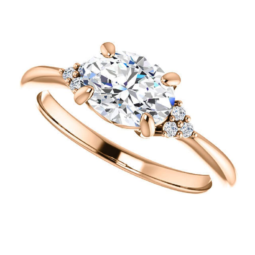 10K Solid Rose Gold Handmade Engagement Ring - 1.0 CT Oval Cut Moissanite Diamond Solitaire Wedding Band Set for Women, Bridal Jewelry Gift for Her (Perfect for Proposals, Anniversaries & Special Occasions)