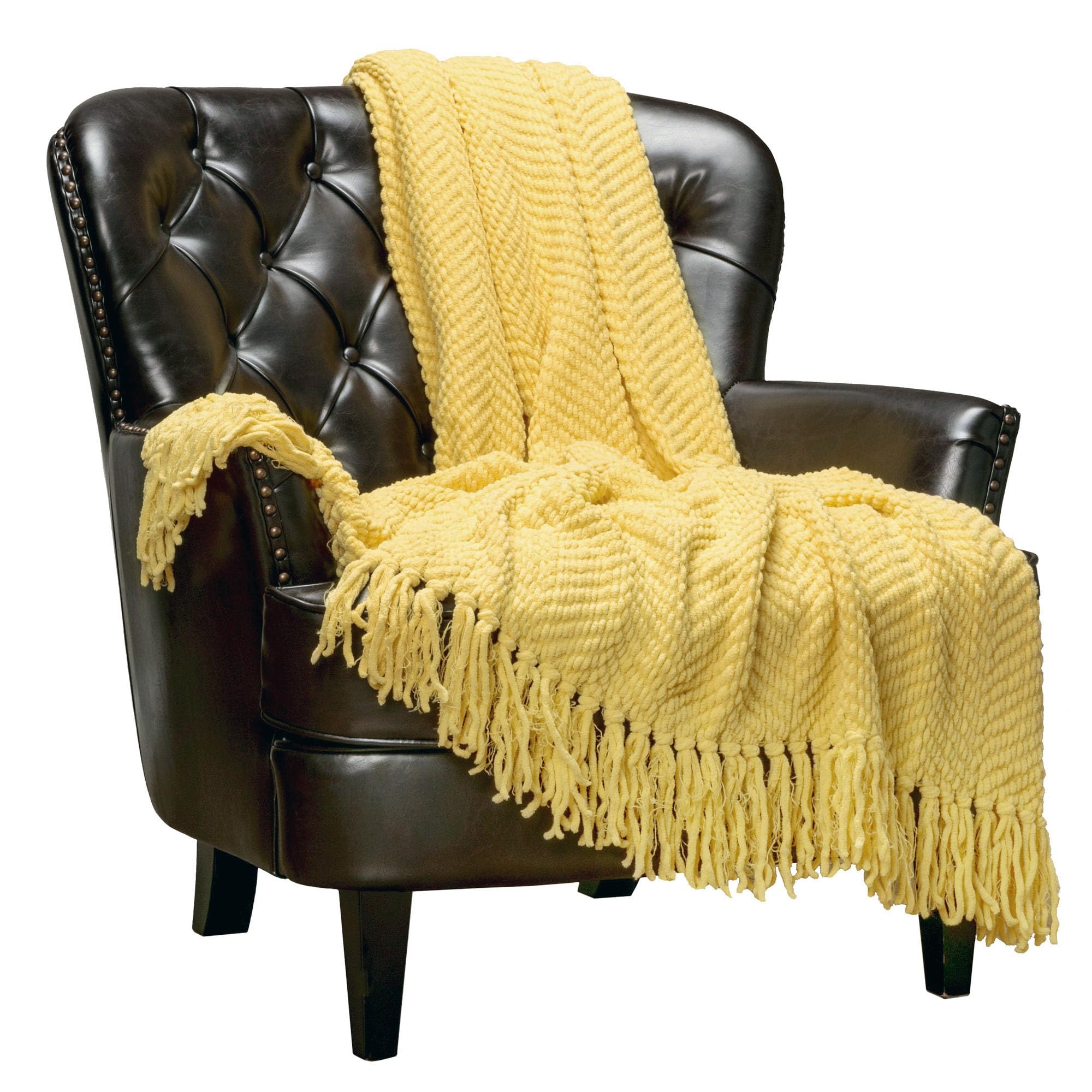 Chanasya Premium Textured Knit Throw Blanket with Tassels - Ultra Soft & Cozy Blanket for Couch, Bed, Living Room - 50