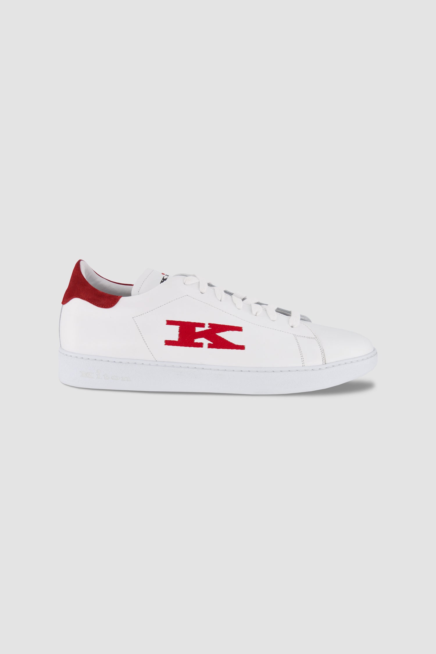 Kiton White and Red Calfskin Sneakers for Men - Premium Leather Casual Shoes for Walking, Travel & Everyday Wear