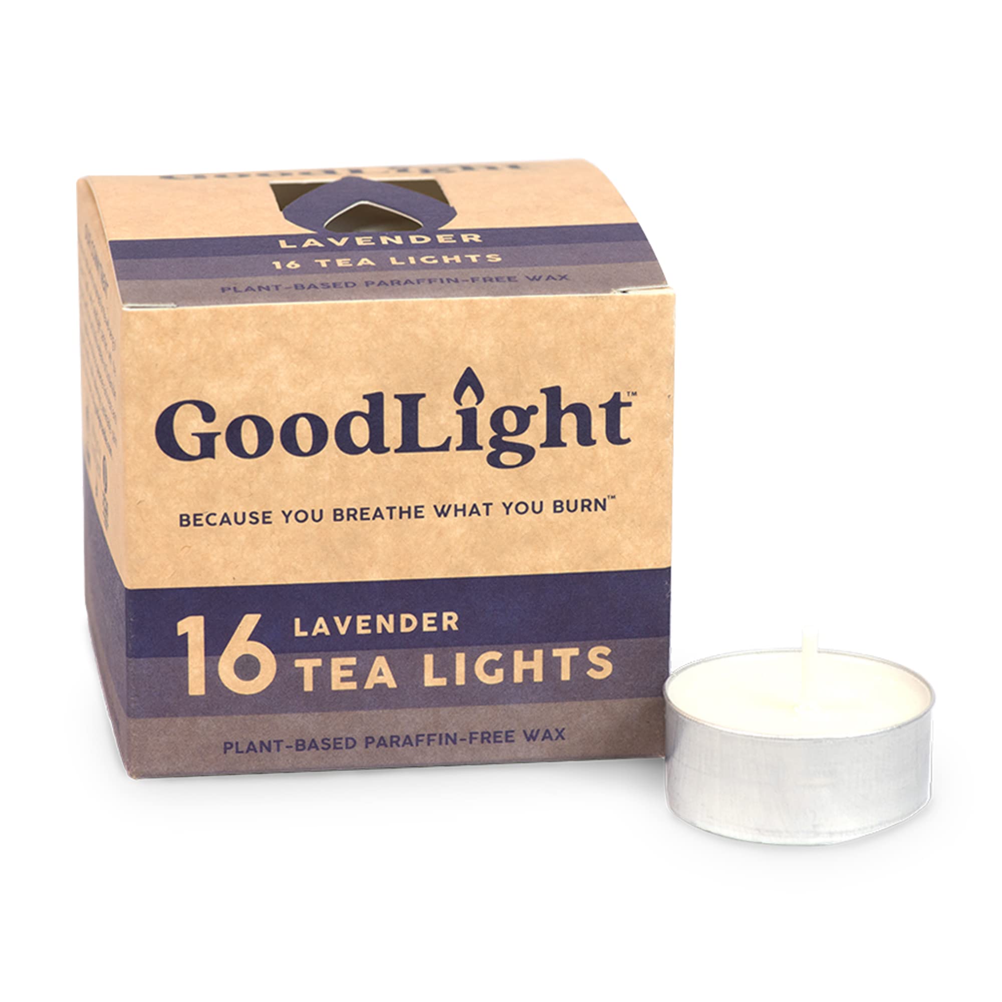 GoodLight Paraffin-Free Scented Tea Light Candles - All Natural, Clean Burning 4-Hour Candles (Lavender, 16 Pack) | Perfect for Relaxation, Aromatherapy, Home Decor & Romantic Ambiance