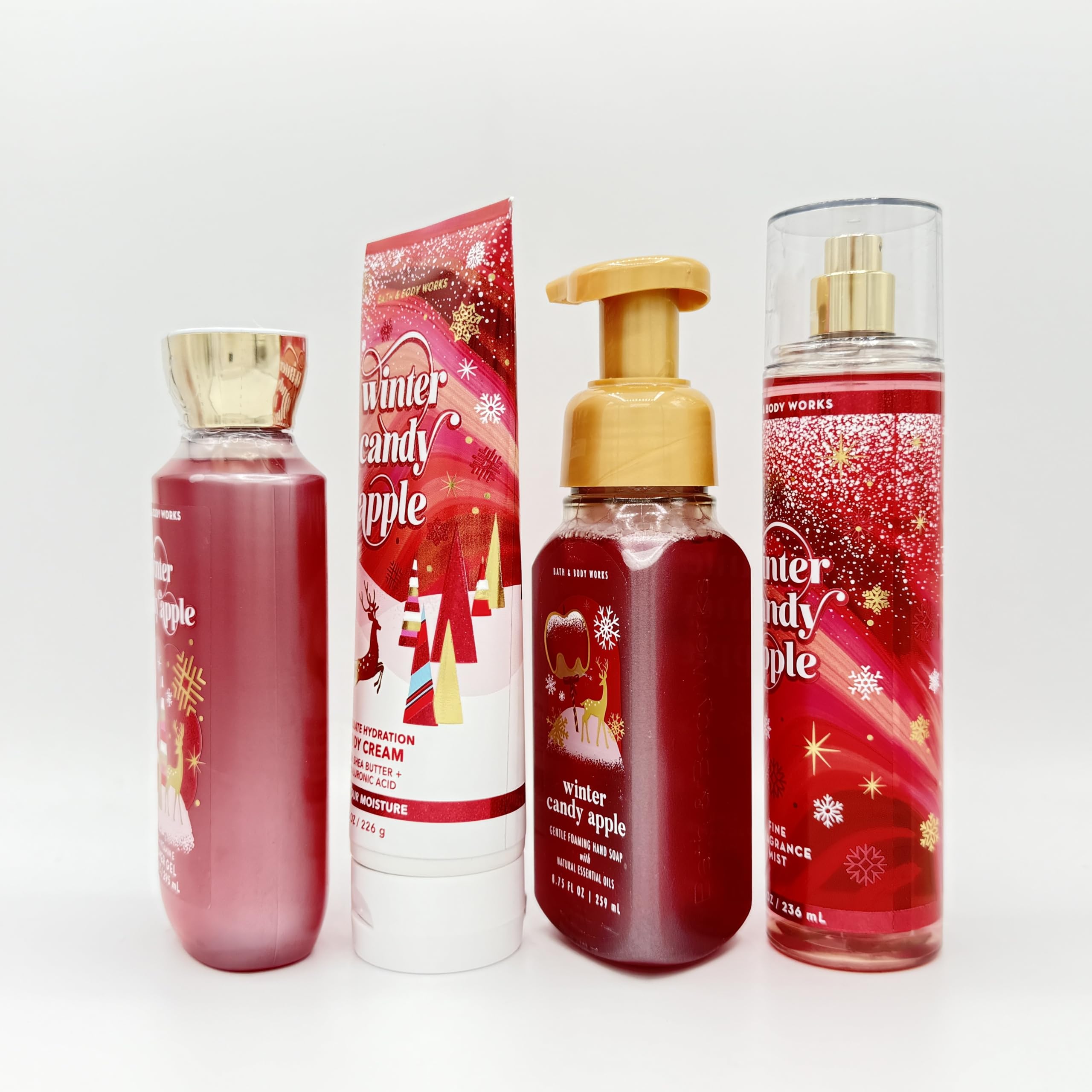 Winter Candy Apple 4-Piece Bath & Body Gift Set - Shower Gel, Hydrating Body Lotion, Foaming Hand Soap & Fragrance Mist | Perfect for Holiday Gifts, Self-Care Pampering & Cozy Winter Evenings