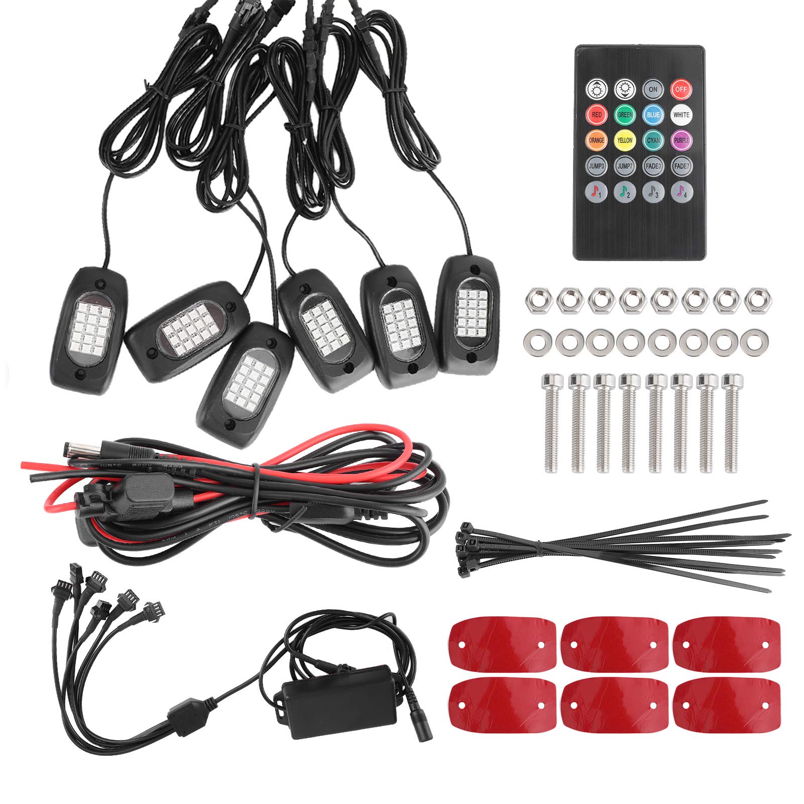 6pcs RGB LED Car Ambient Lights - Waterproof Exterior Neon Rock Lights for ATV SUV Truck - Enhance Night Driving & Off-Road Adventure Atmosphere