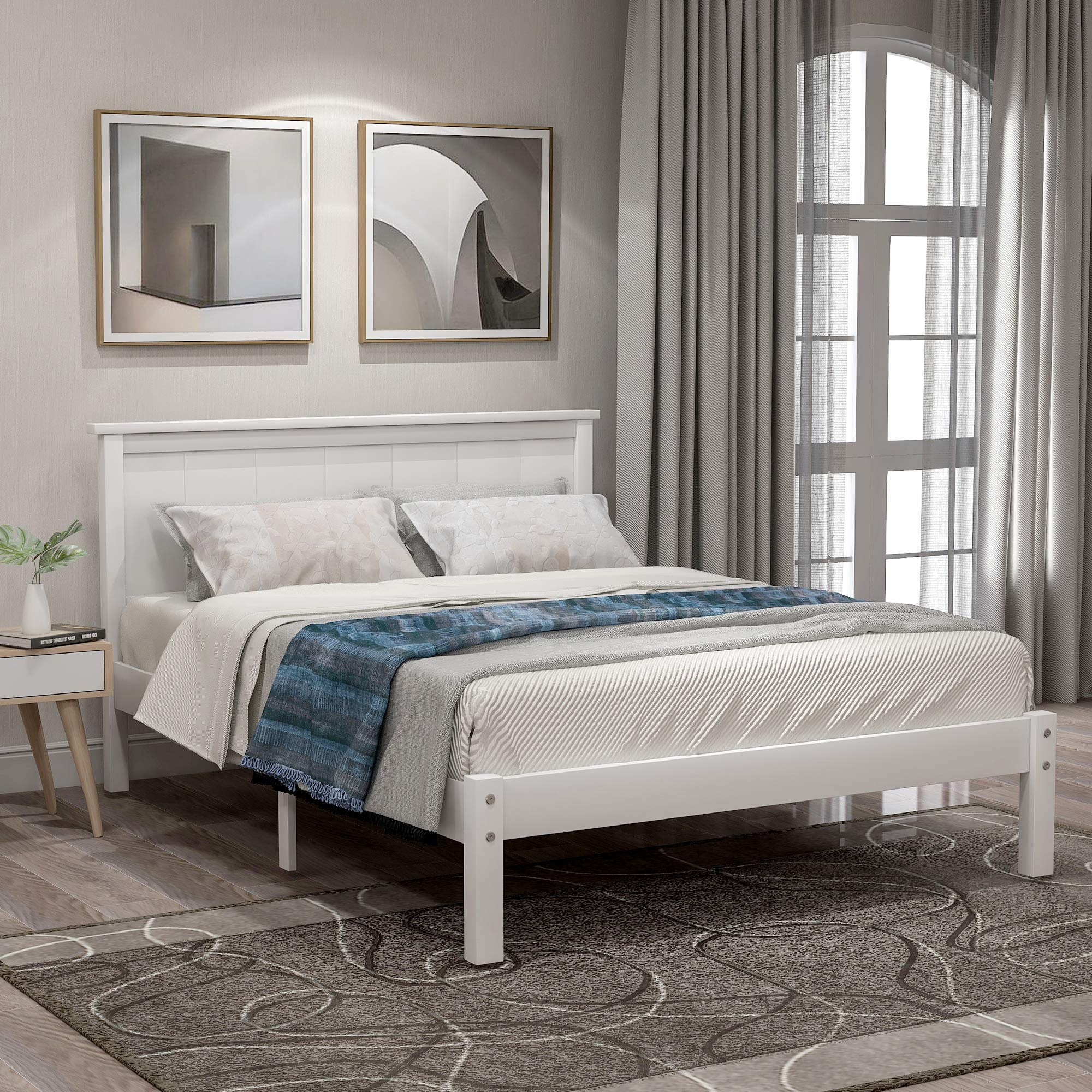 AUTOKOLA Solid Wood Platform Bed Frame with 41