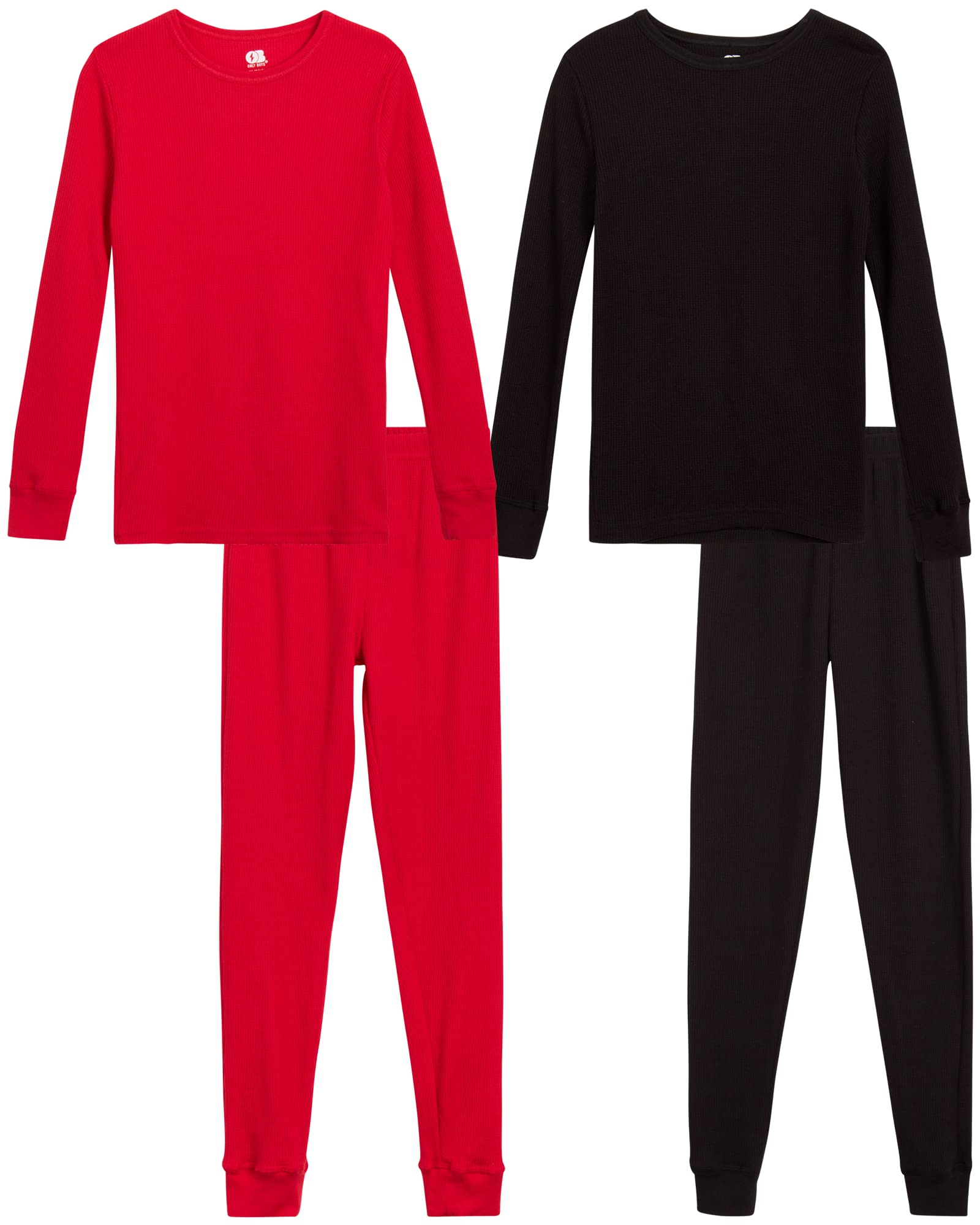 Boys' Thermal Underwear Set 4-Piece Waffle Knit Top & Long Johns (2T-16) - Warm Winter Base Layer for Kids Outdoor Activities & Cold Weather