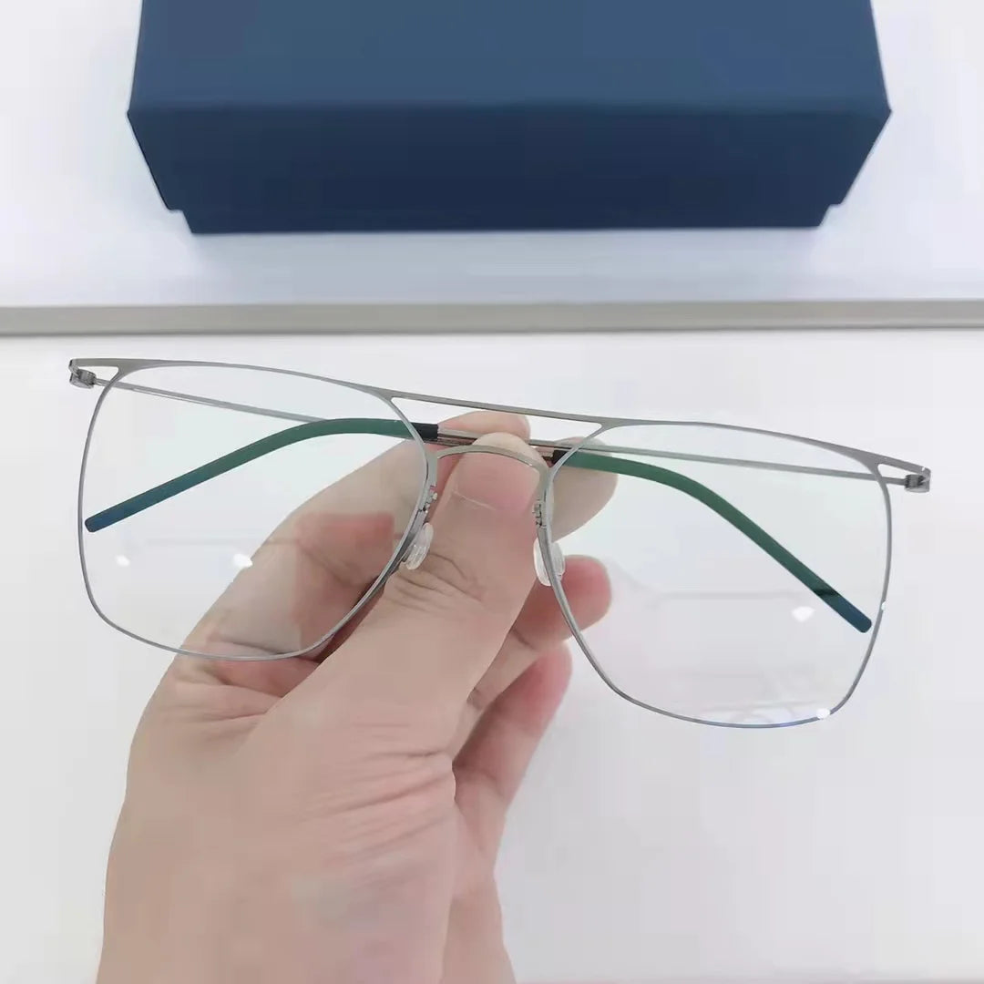 Aimee Unisex Full Rim Square Double Bridge Titanium Eyeglasses 5502 - Lightweight Durable Frame for Work, Reading & Fashion | Blue Light Blocking Glasses for Computer Use & Daily Wear