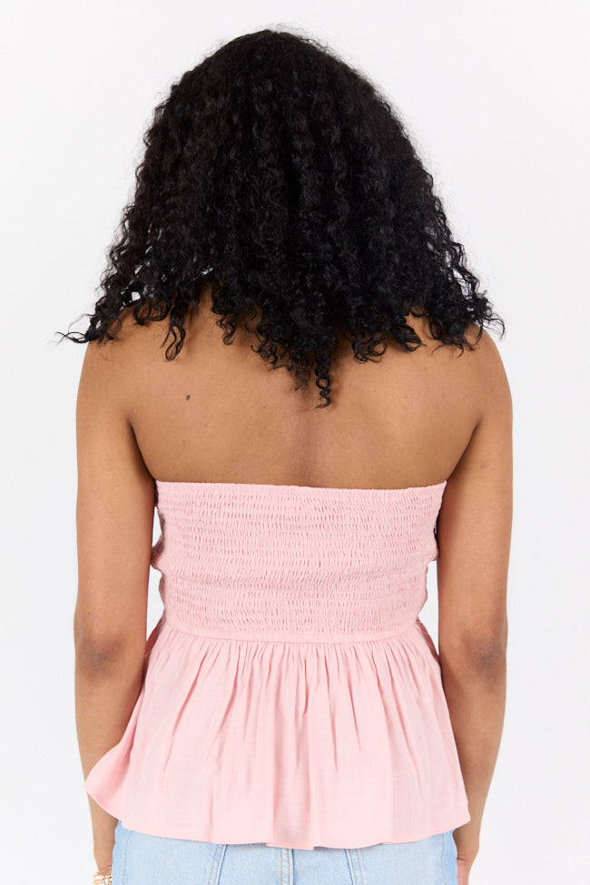 Summer Glow Blush Ruched Bust Strapless Top for Women - Sexy Party & Beach Outfit - Final Sale